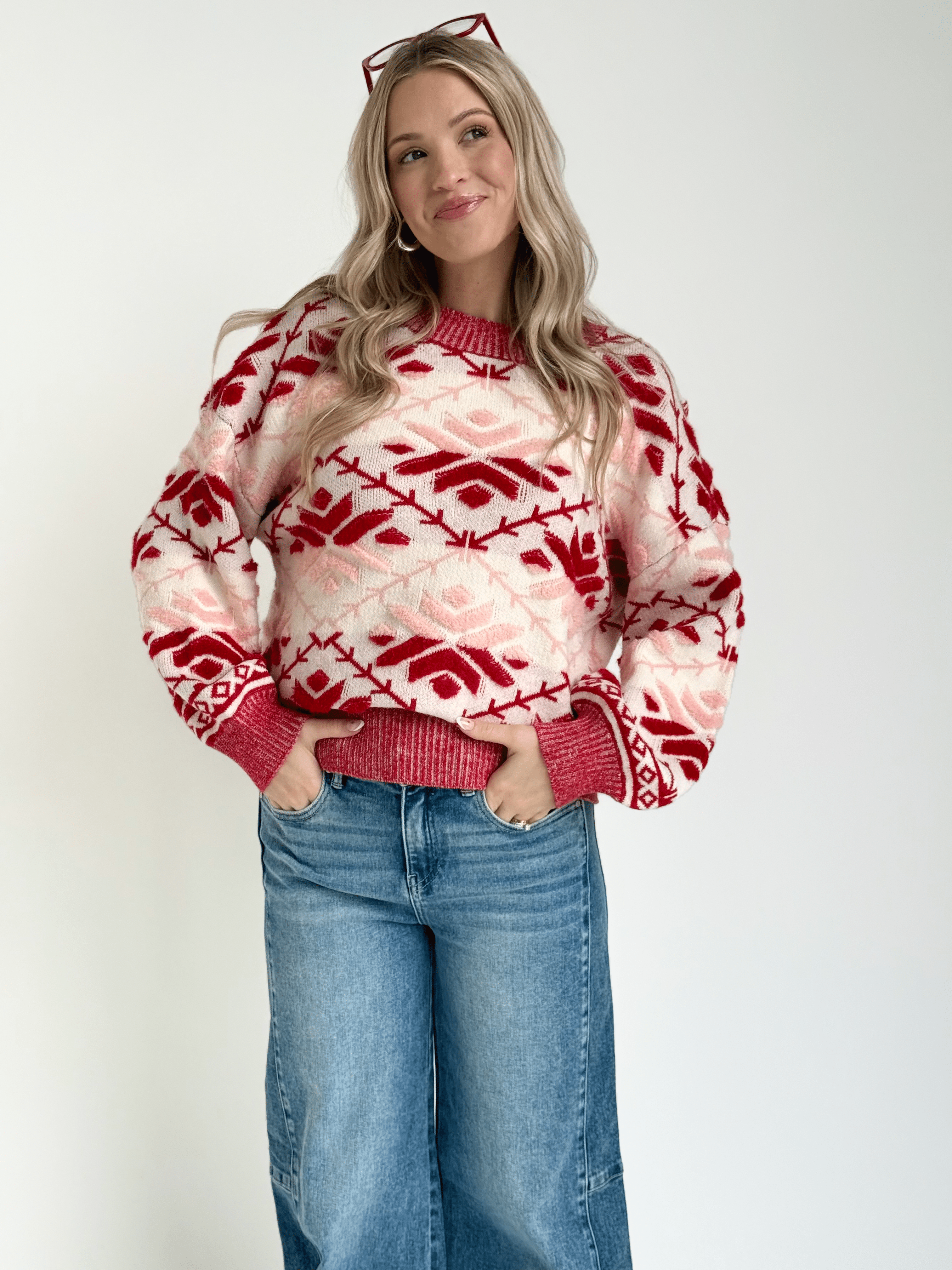 Heartfelt Sweater - RED/BLUSH - willows clothing SWEATER
