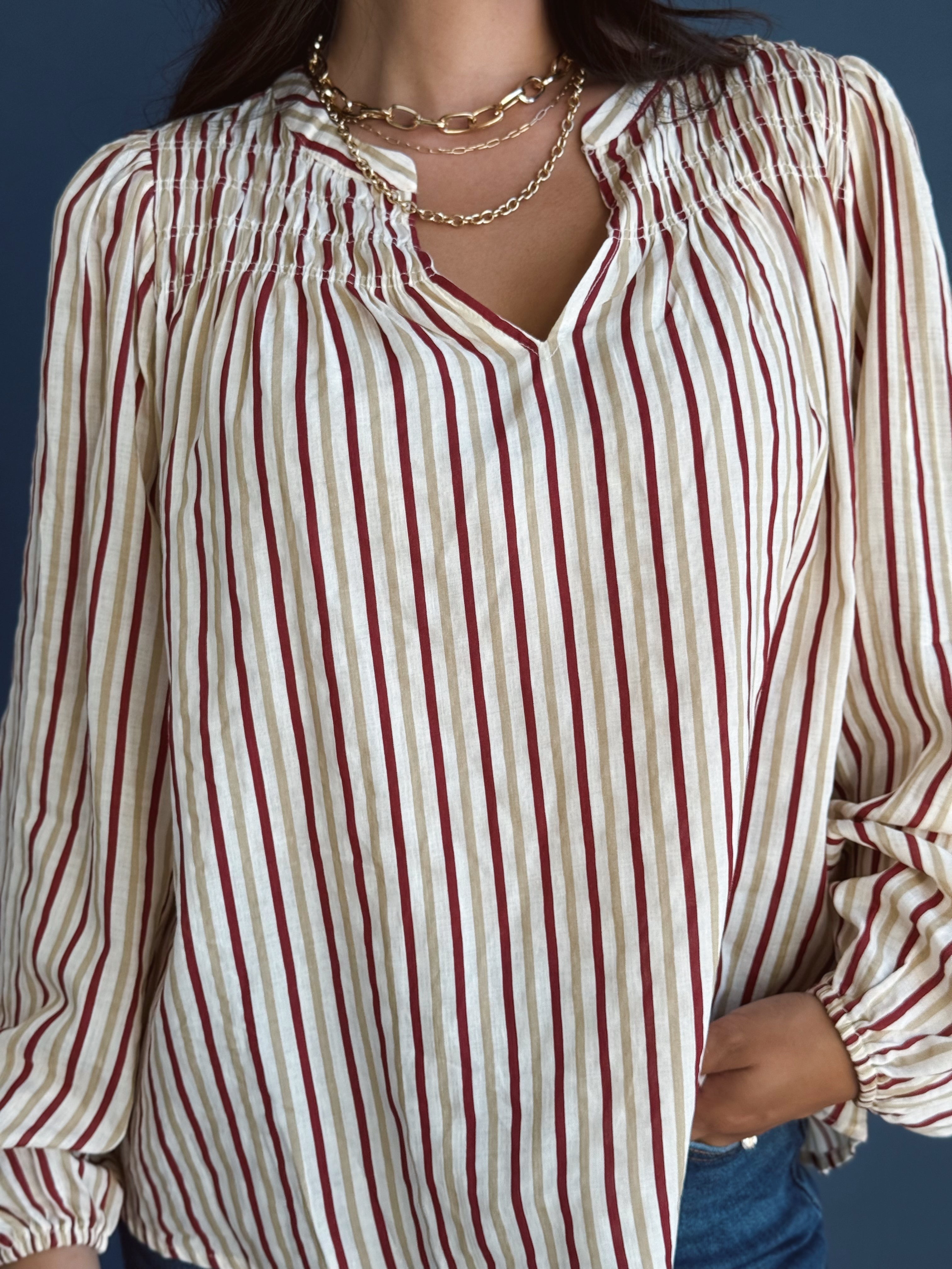 Heidi Blouse - WINE/TAUPE - willows clothing BLOUSE