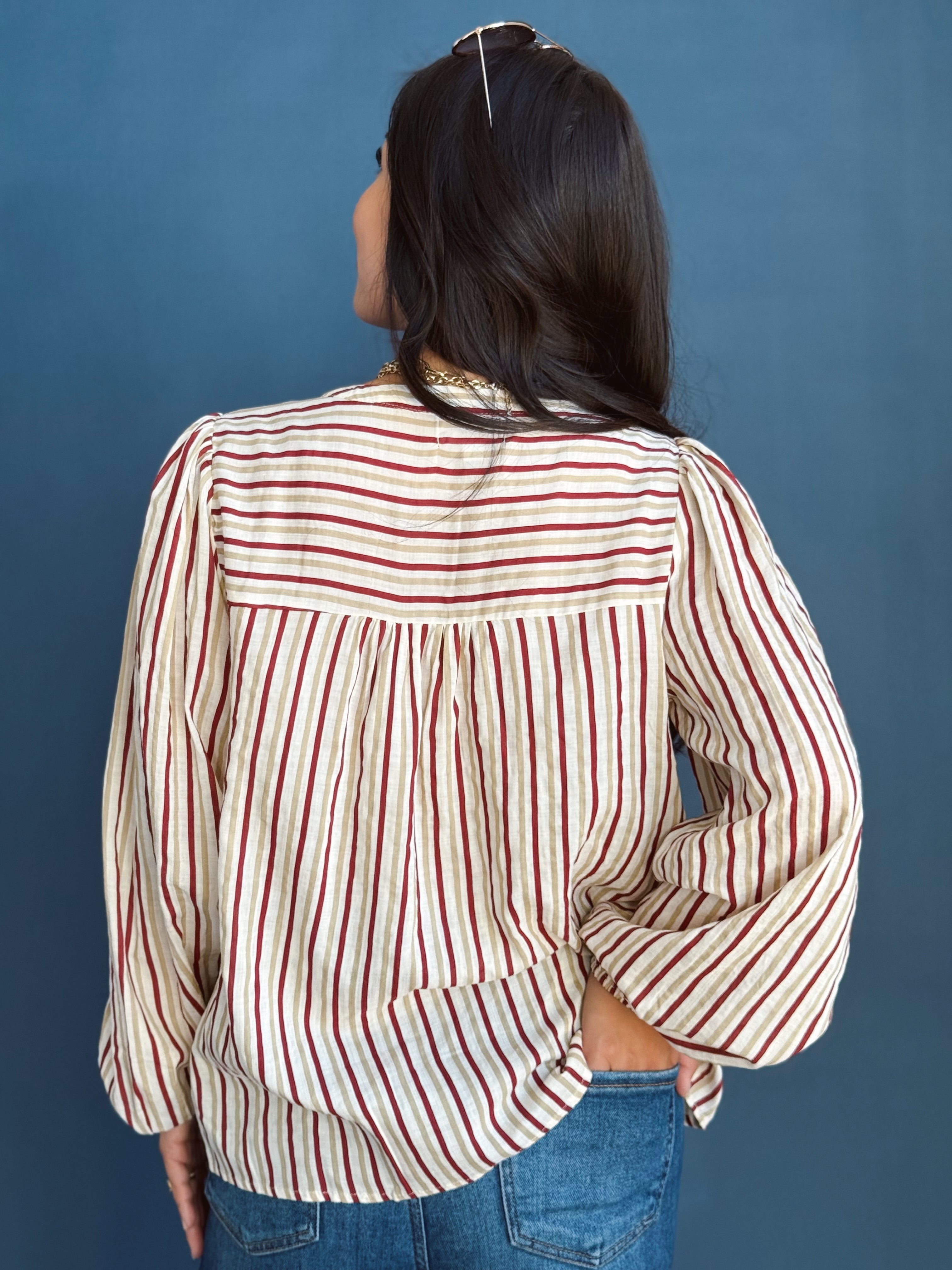Heidi Blouse - WINE/TAUPE - willows clothing BLOUSE