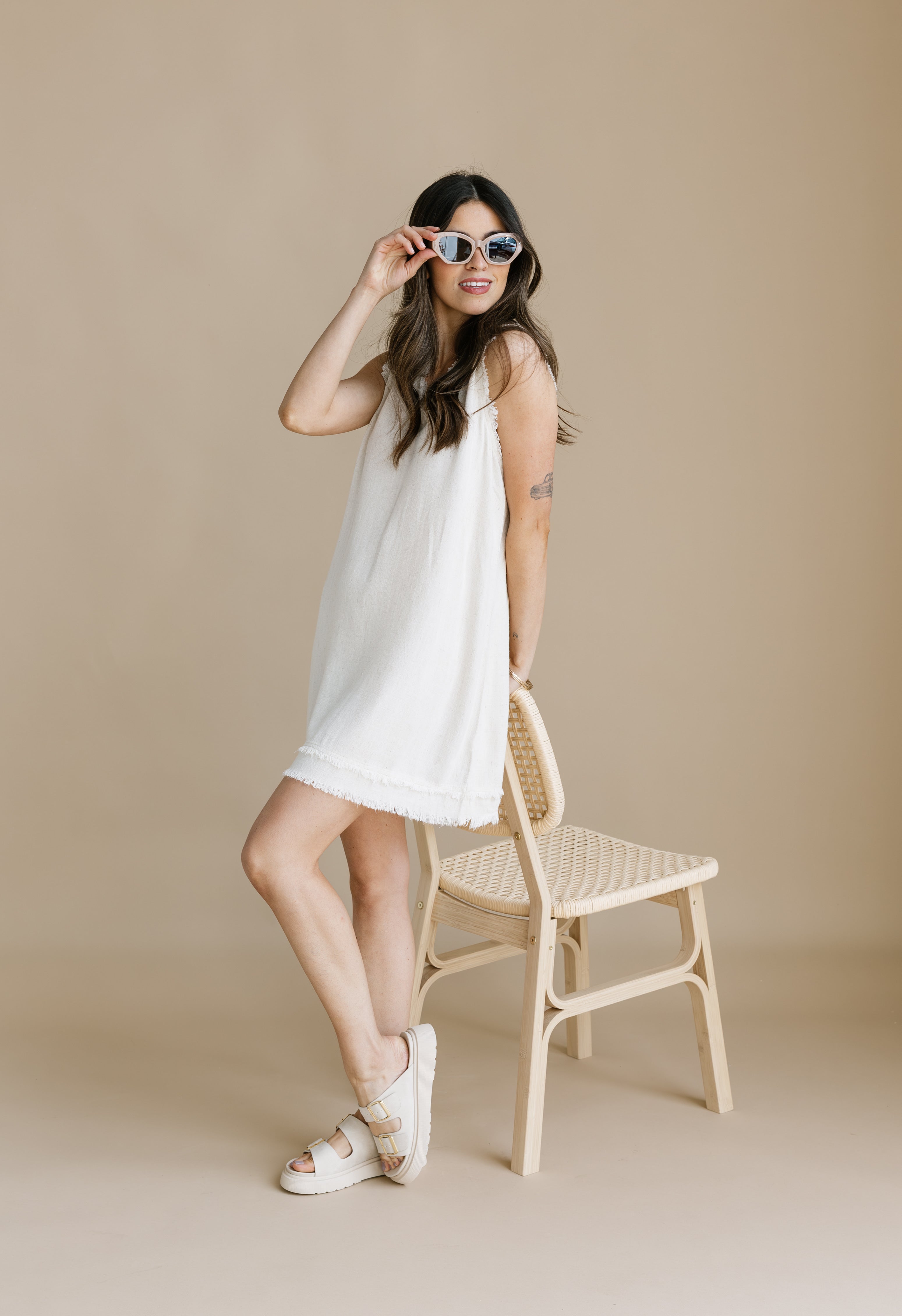 Heirloom Mini Dress - NATURAL - willows clothing Short Dress
