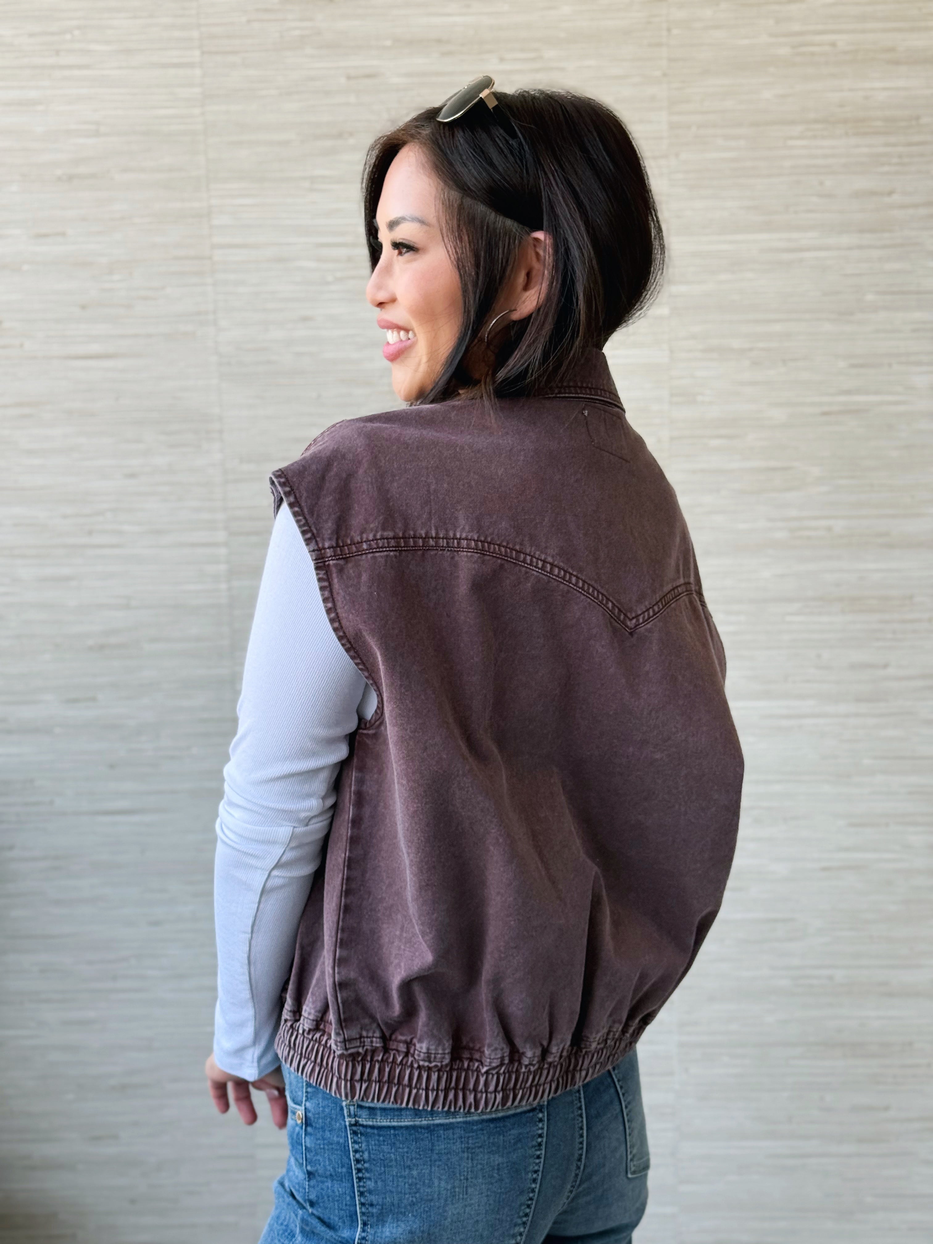 Heirloom Vest - DARK BROWN - willows clothing VEST