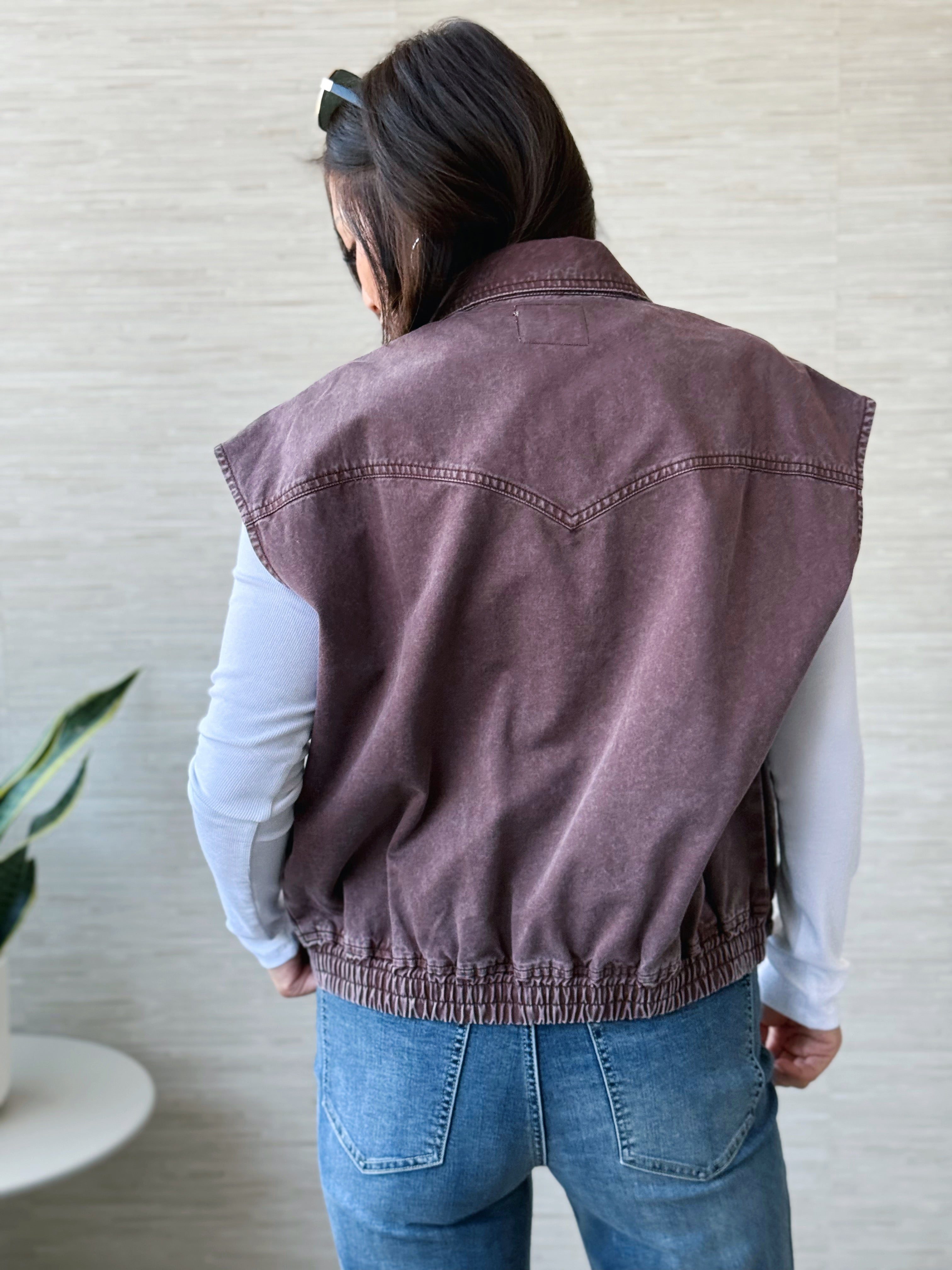 Heirloom Vest - DARK BROWN - willows clothing VEST