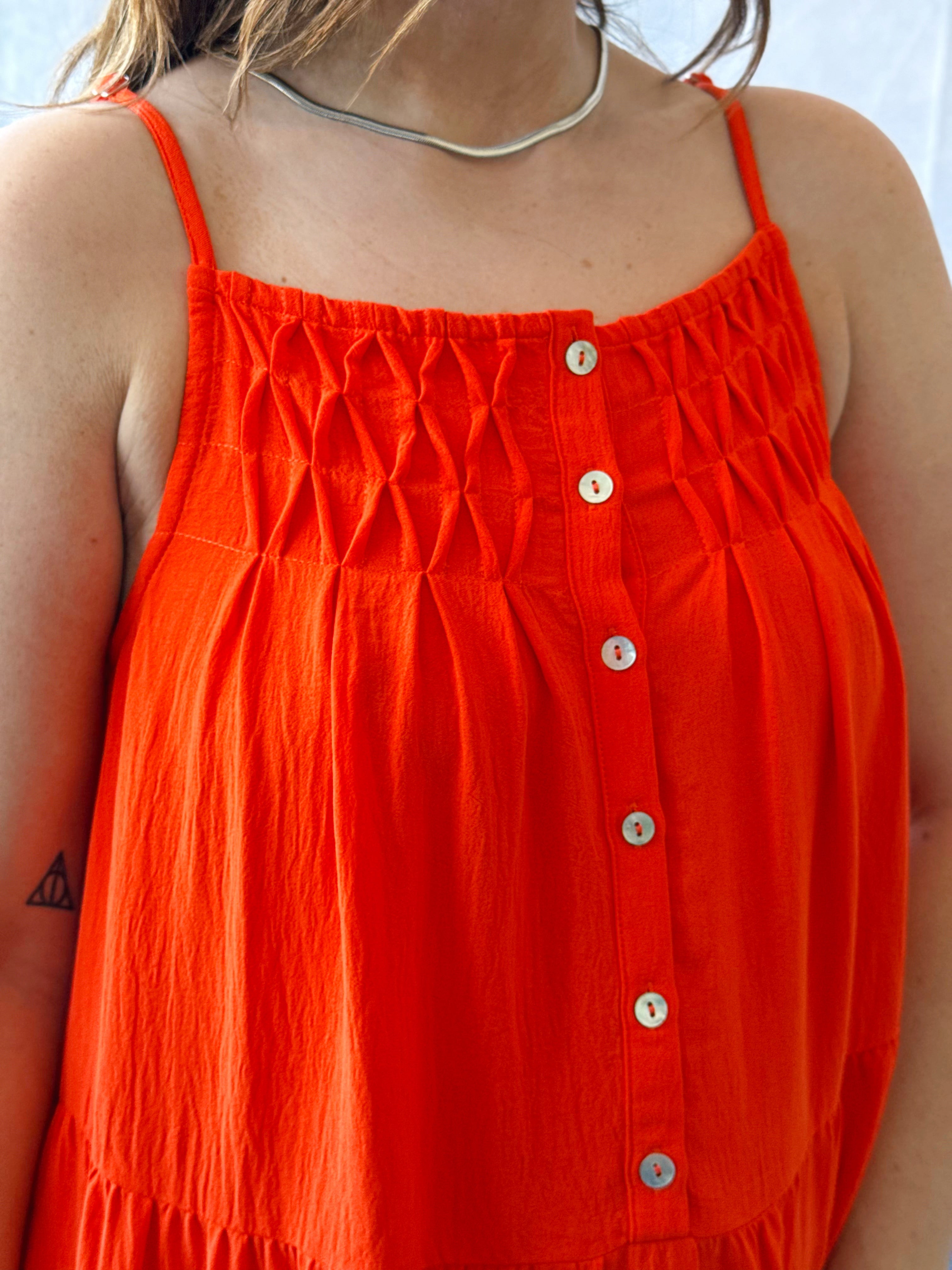 High Spirits Dress - POPPY ORANGE - willows clothing Long Dress