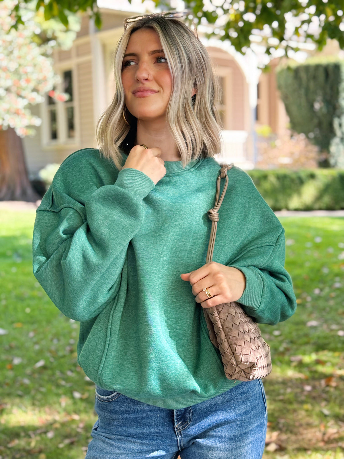 Hiking Trail Sweatshirt - HUNTER GREEN - willows clothing SWEATSHIRT