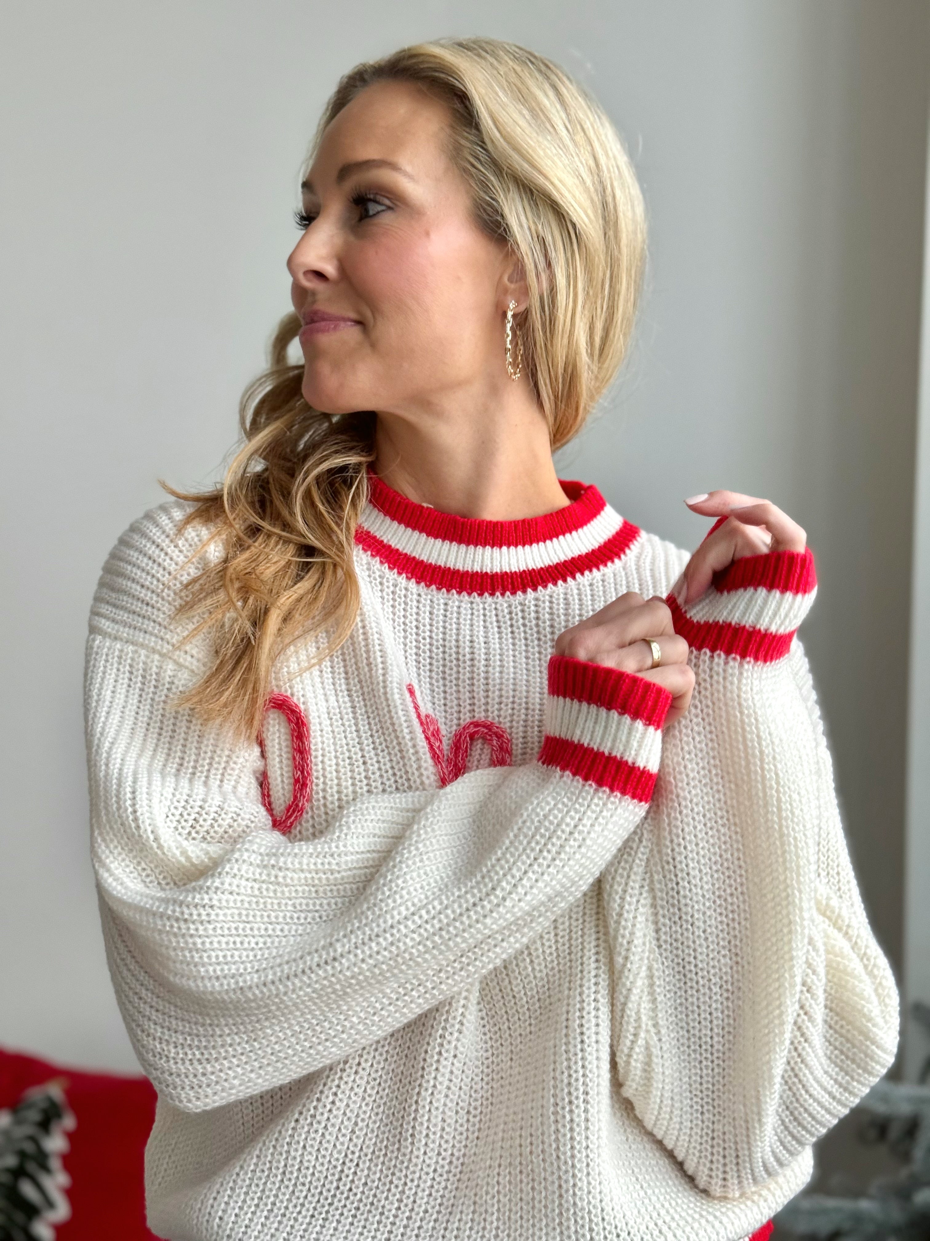 Ho Ho Ho Ringer Sweater - CREAM - willows clothing SWEATER