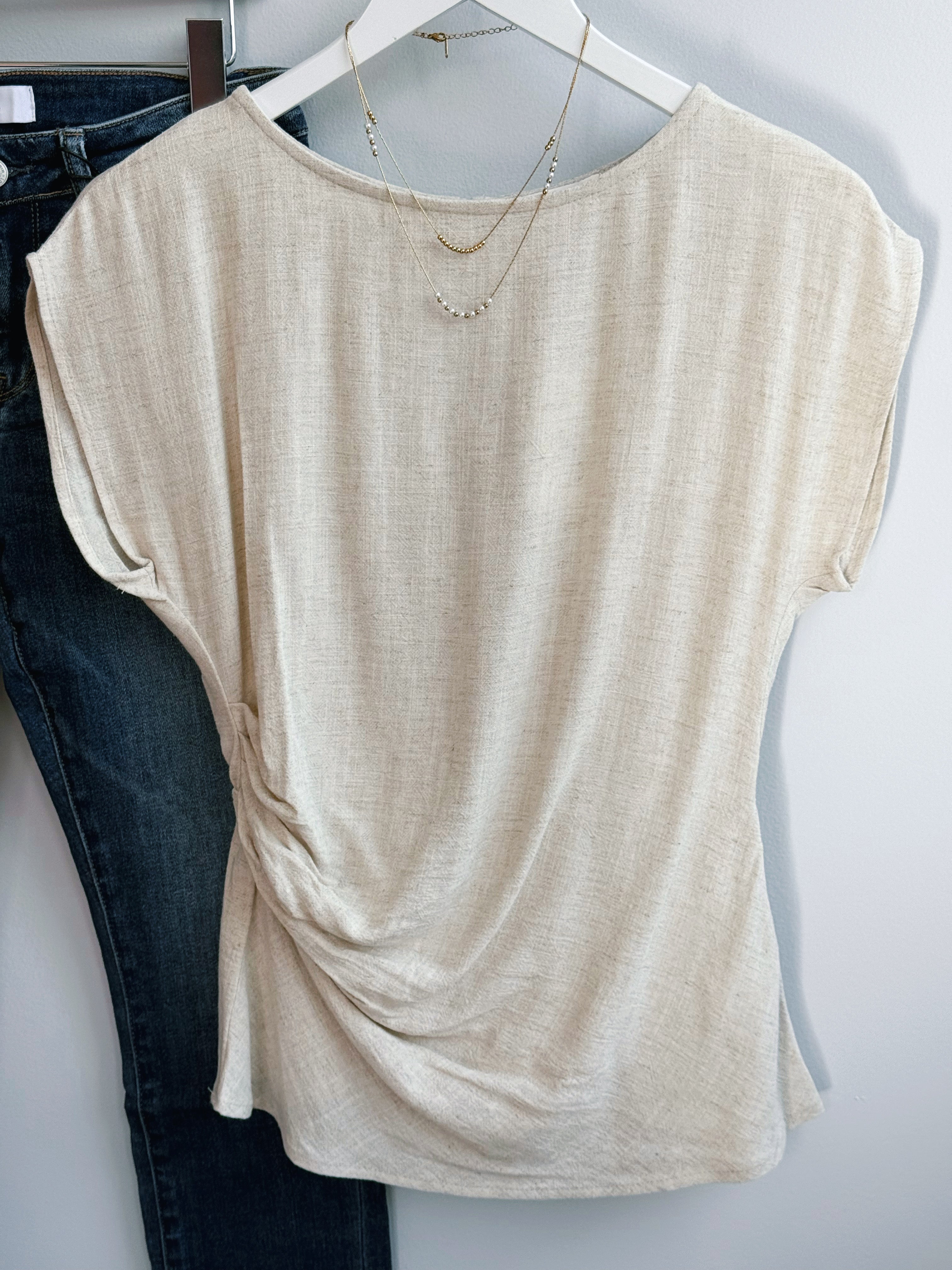 Hollie Blouse - OATMEAL - willows clothing S/S SHIRT