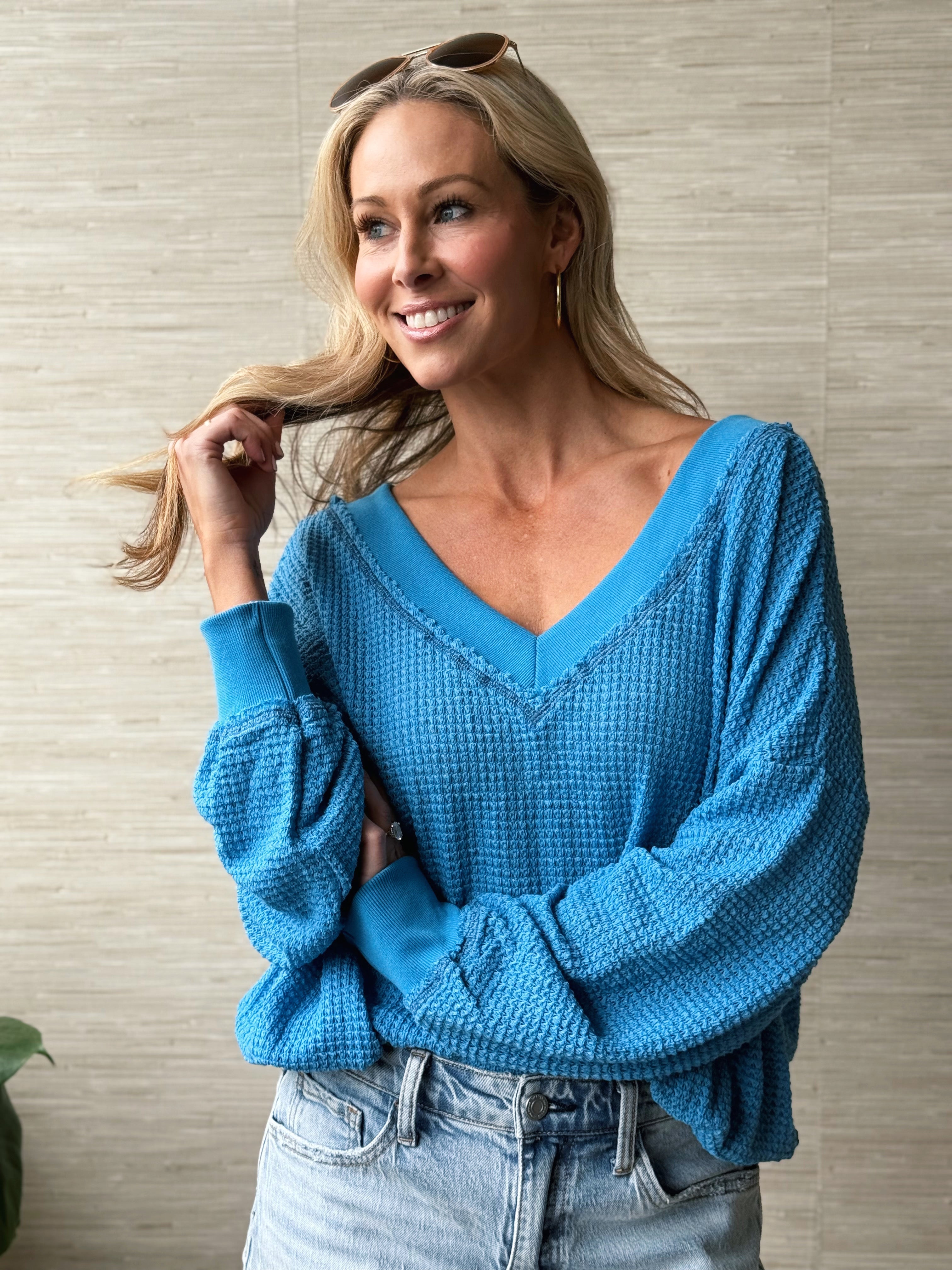 Holly Top - DEEP SKY - willows clothing L/S SHIRT
