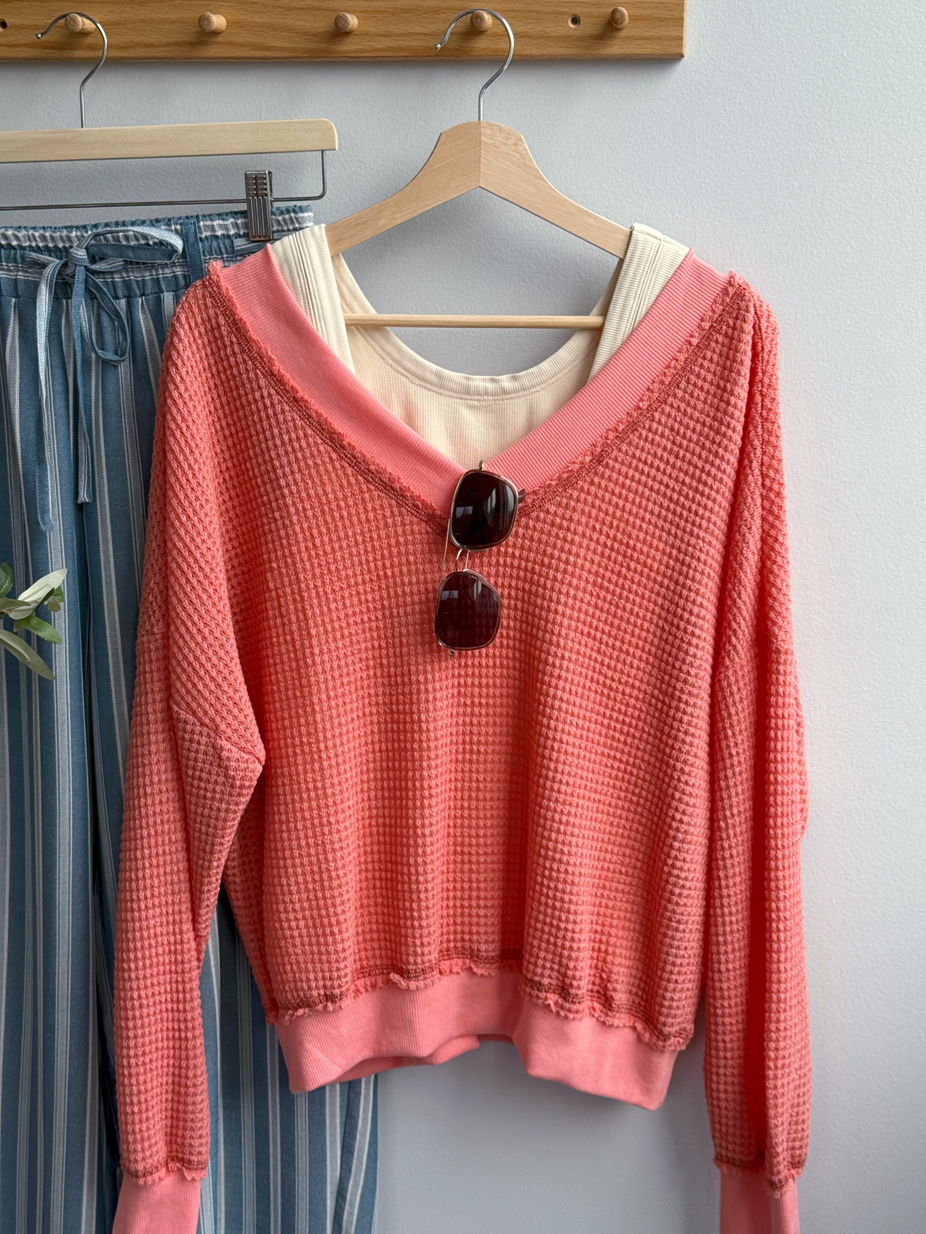 Holly Top - PINK CORAL - willows clothing L/S SHIRT