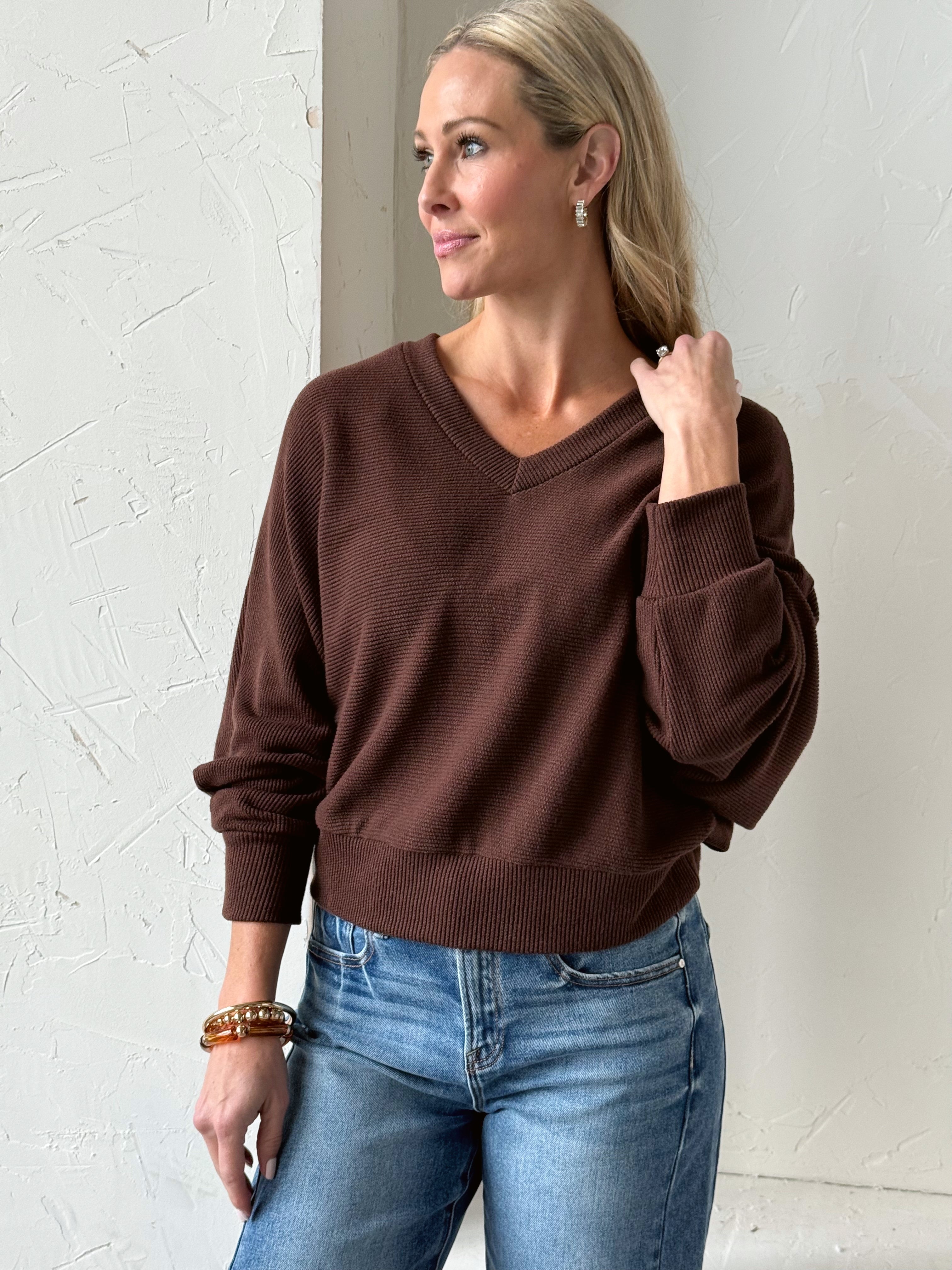 Homebound Top - BROWN - willows clothing L/S SHIRT