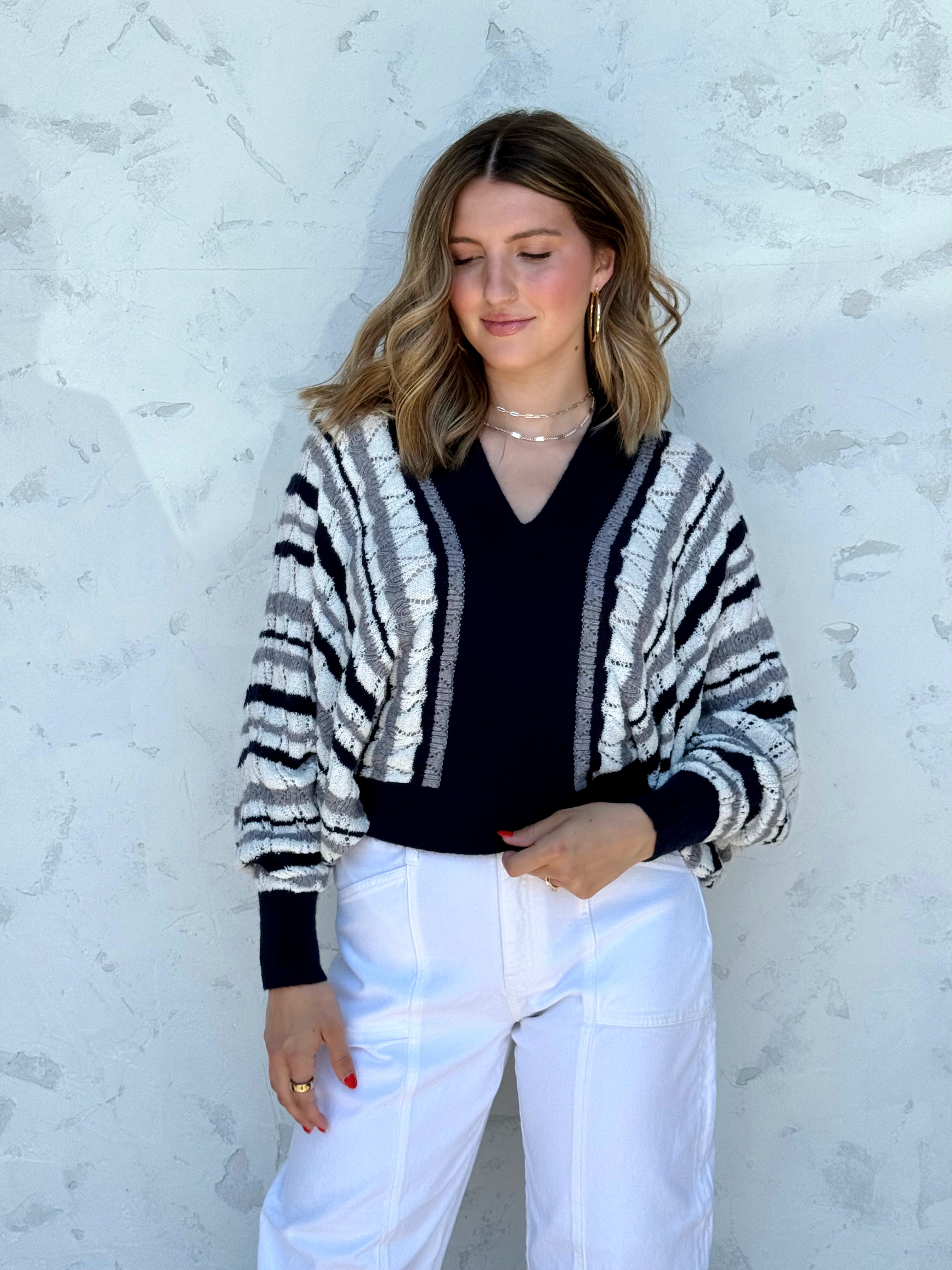 Honor Roll Sweater - NAVY/ASH - willows clothing SWEATER