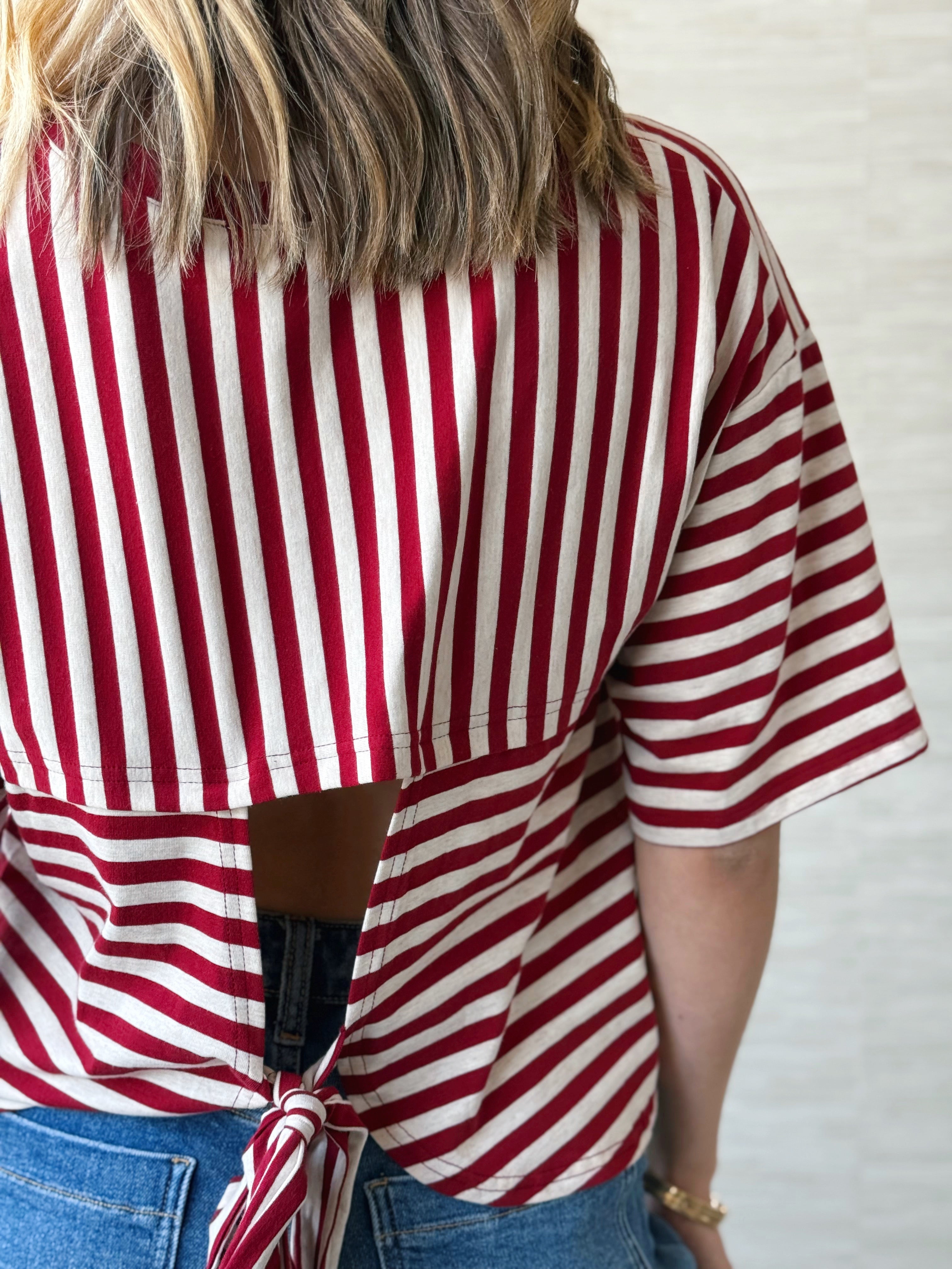 Hope Striped Tee - BURGUNDY OAT STRIPE - willows clothing S/S SHIRT