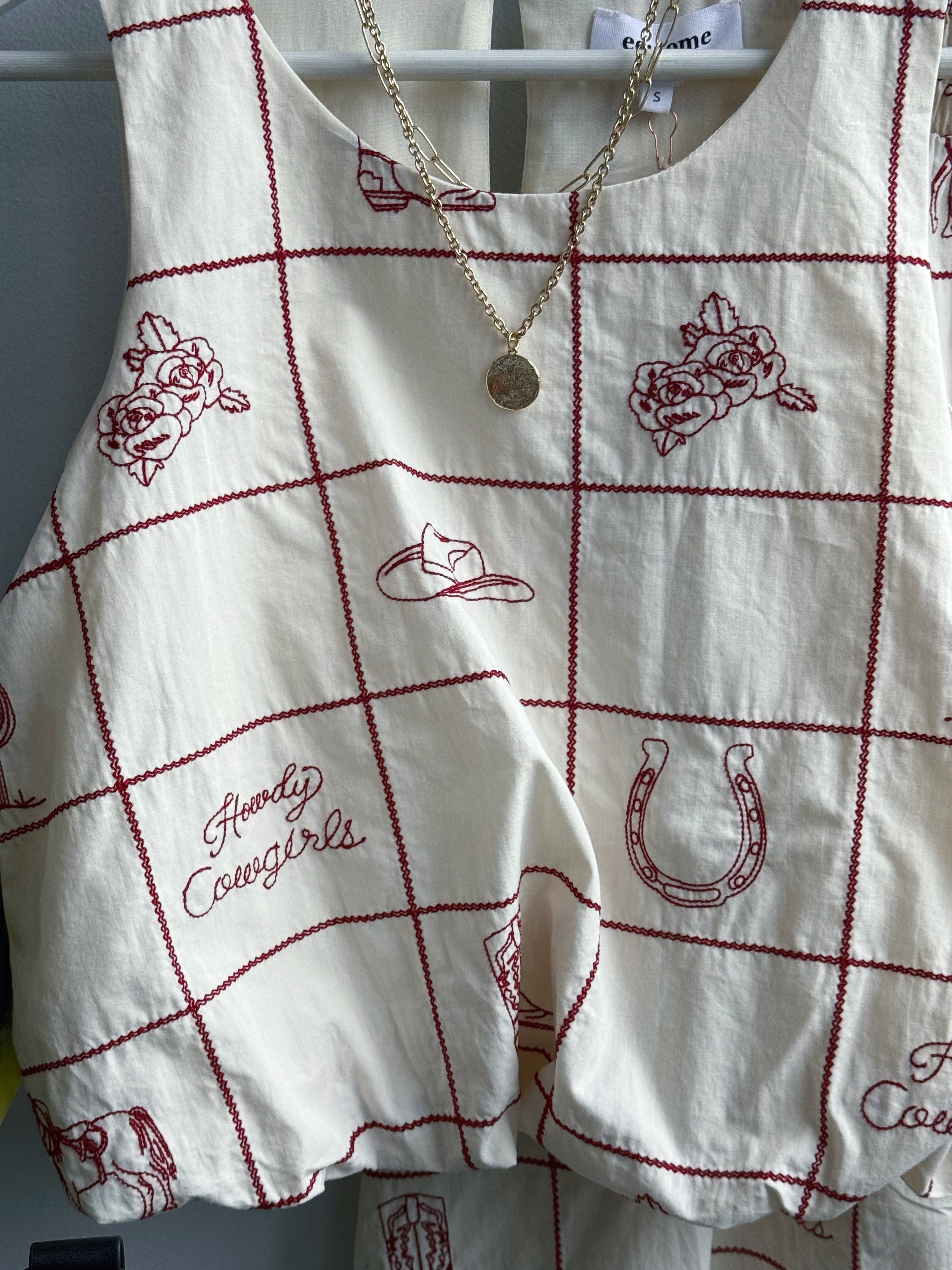 Howdy Cowgirls Tank - CHERRY WOOD CREAM - willows clothing TANK