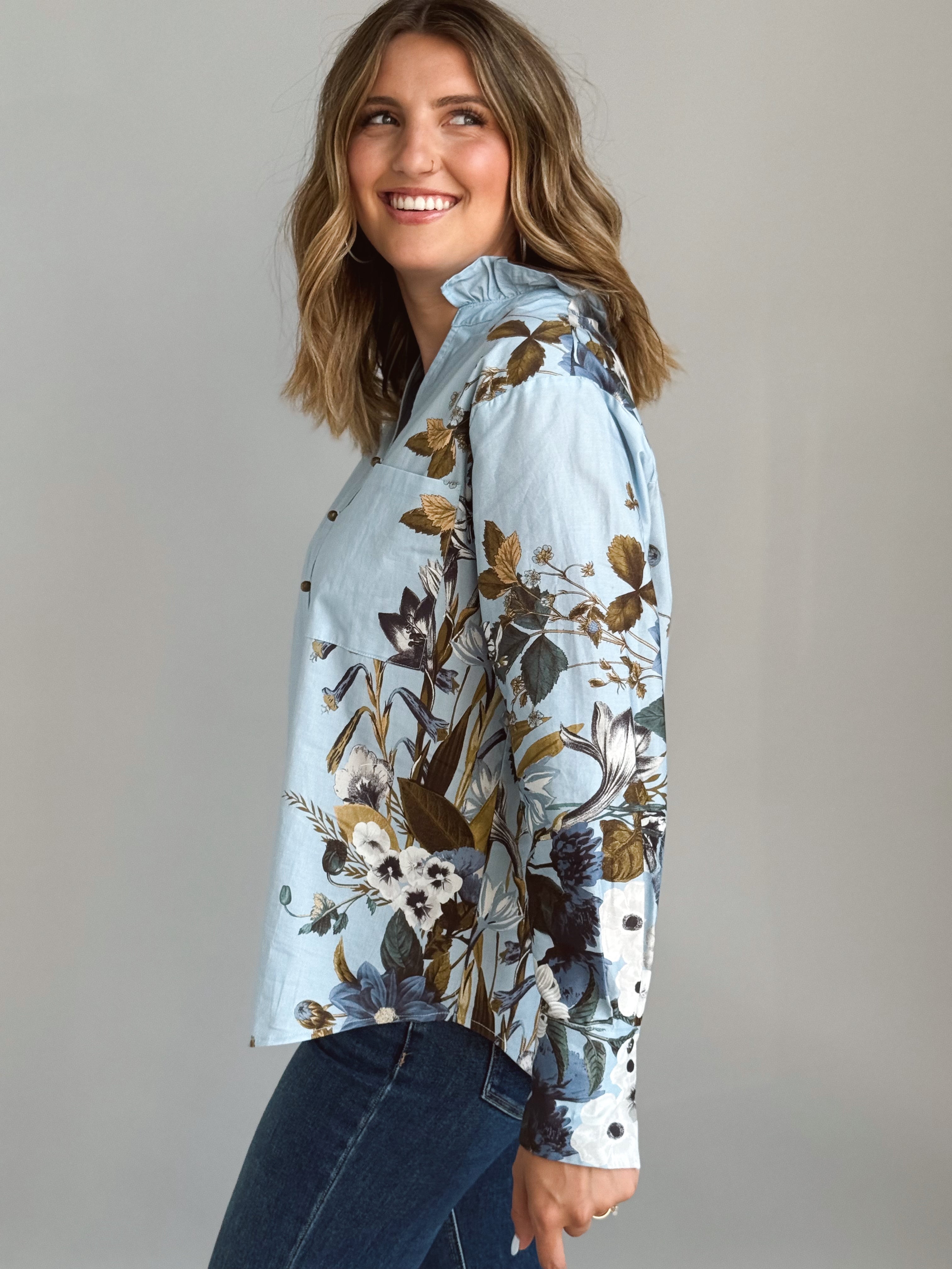 Ida Blouse - CHAMBRAY - willows clothing BLOUSE