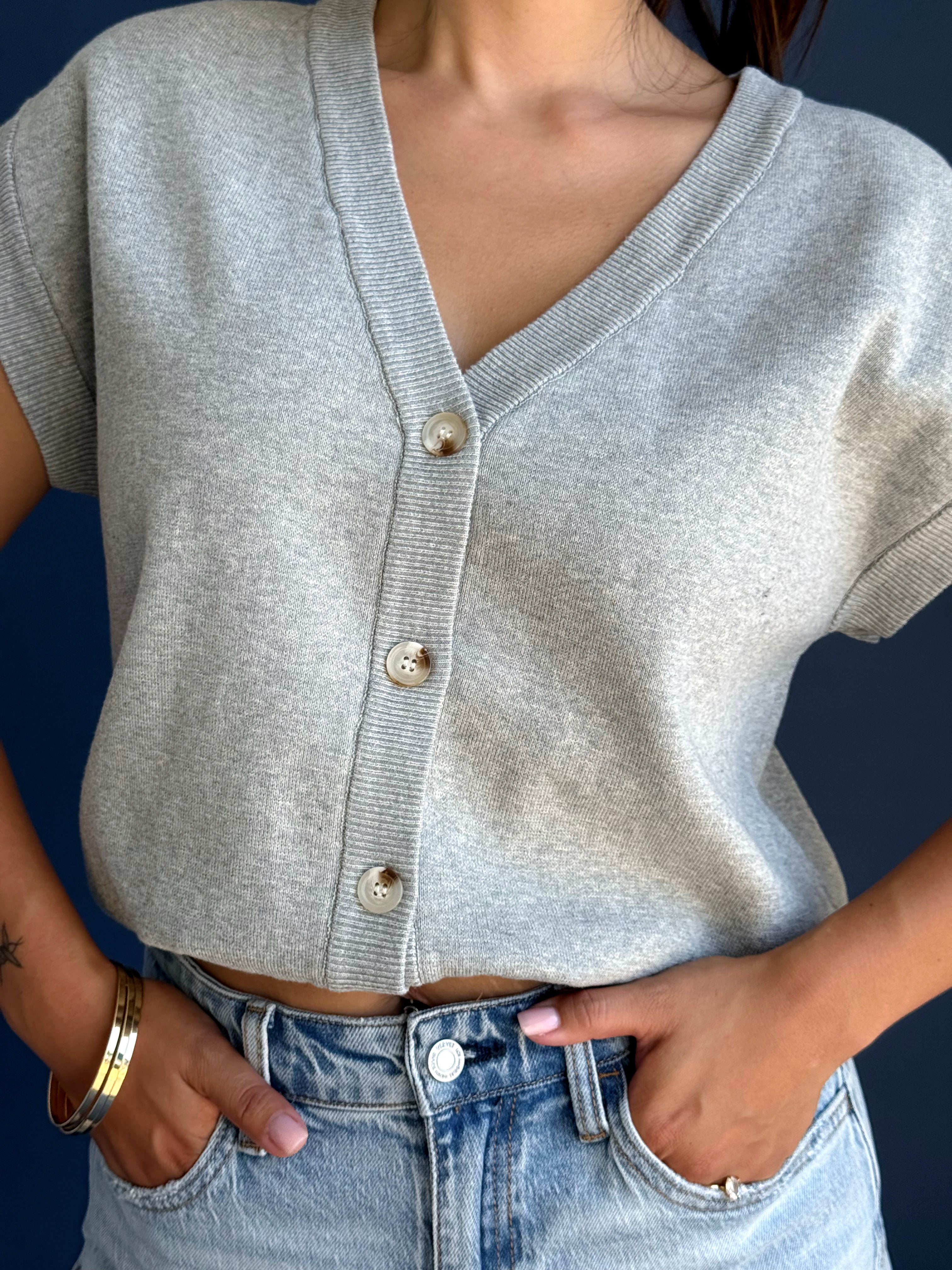 In My Element Sweater Vest - HEATHER GREY - willows clothing SWEATER