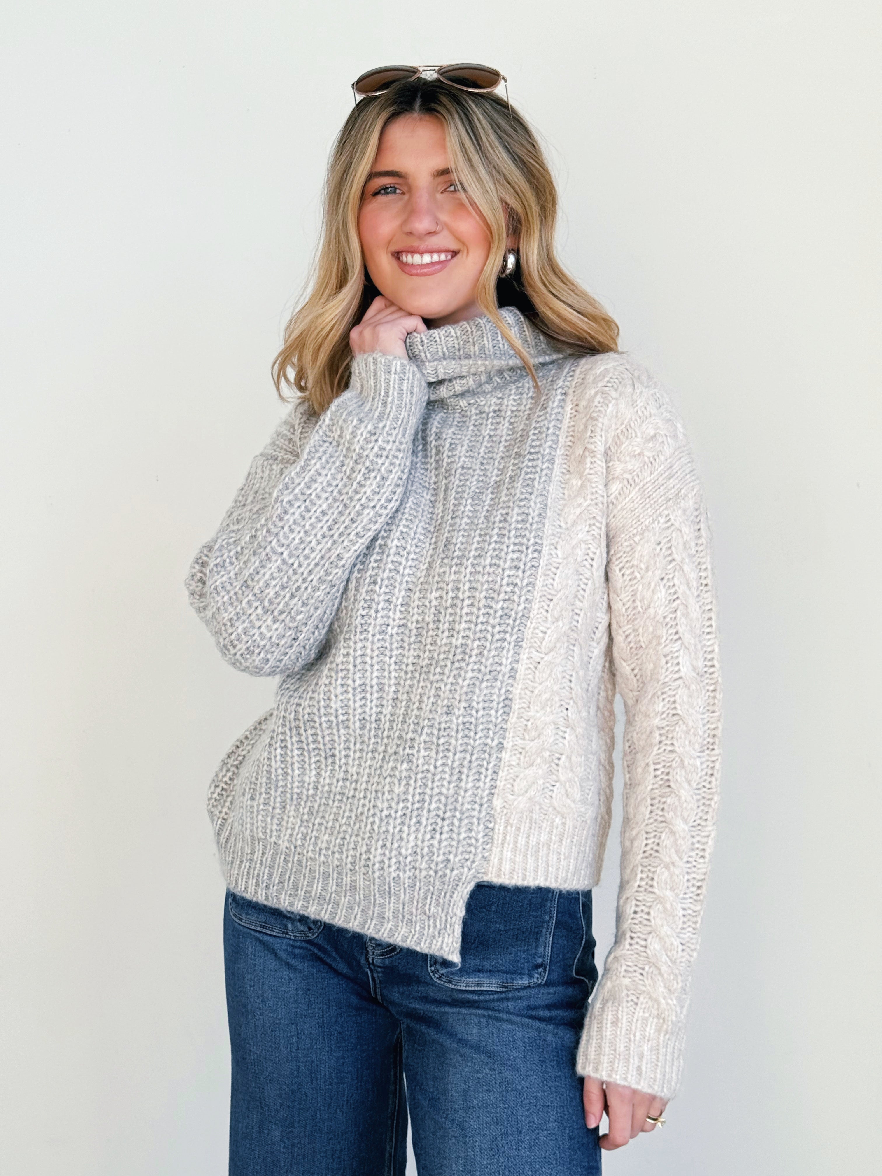 Irene Sweater - GREY MULTI - willows clothing SWEATER