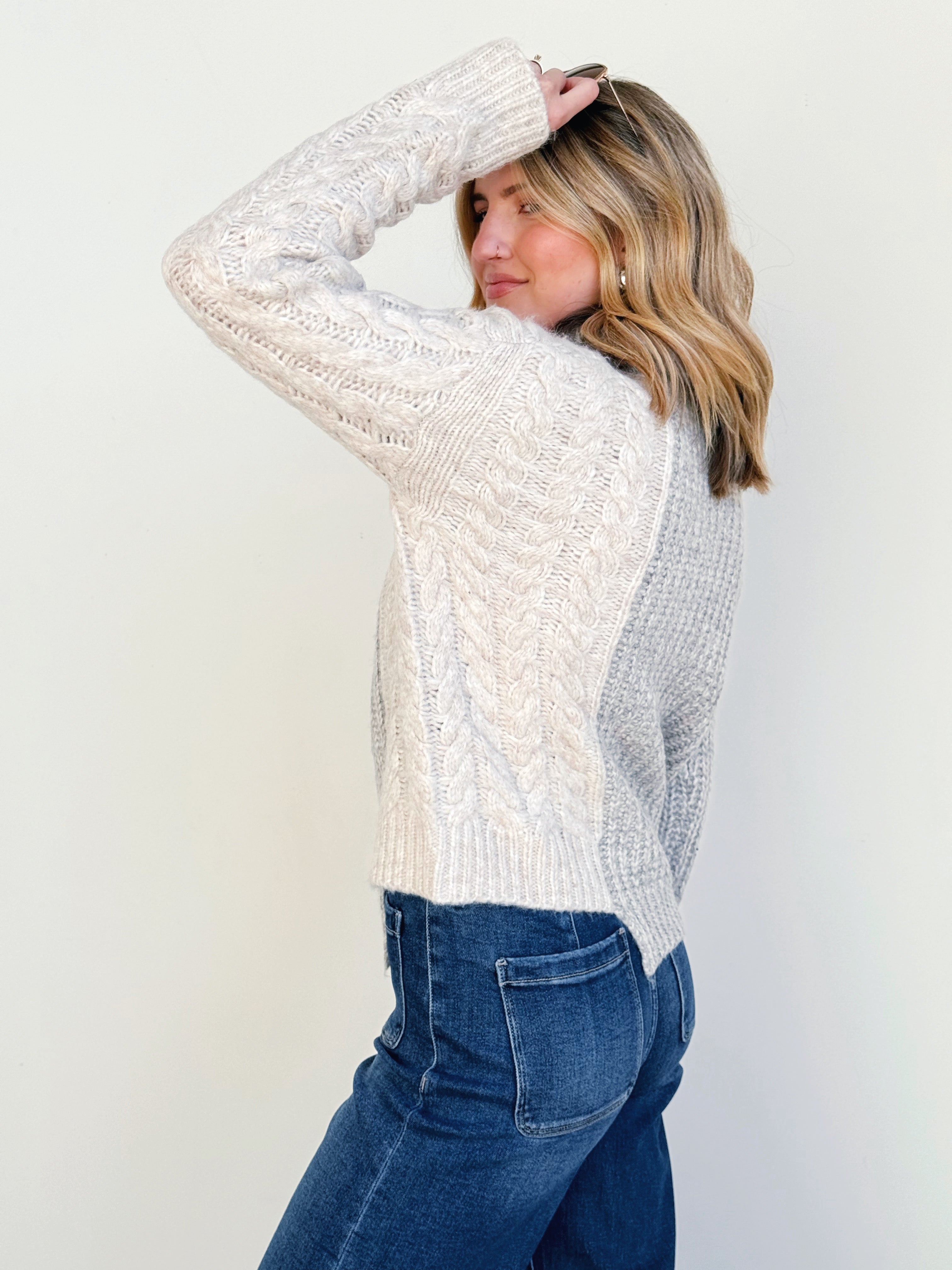 Irene Sweater - GREY MULTI - willows clothing SWEATER