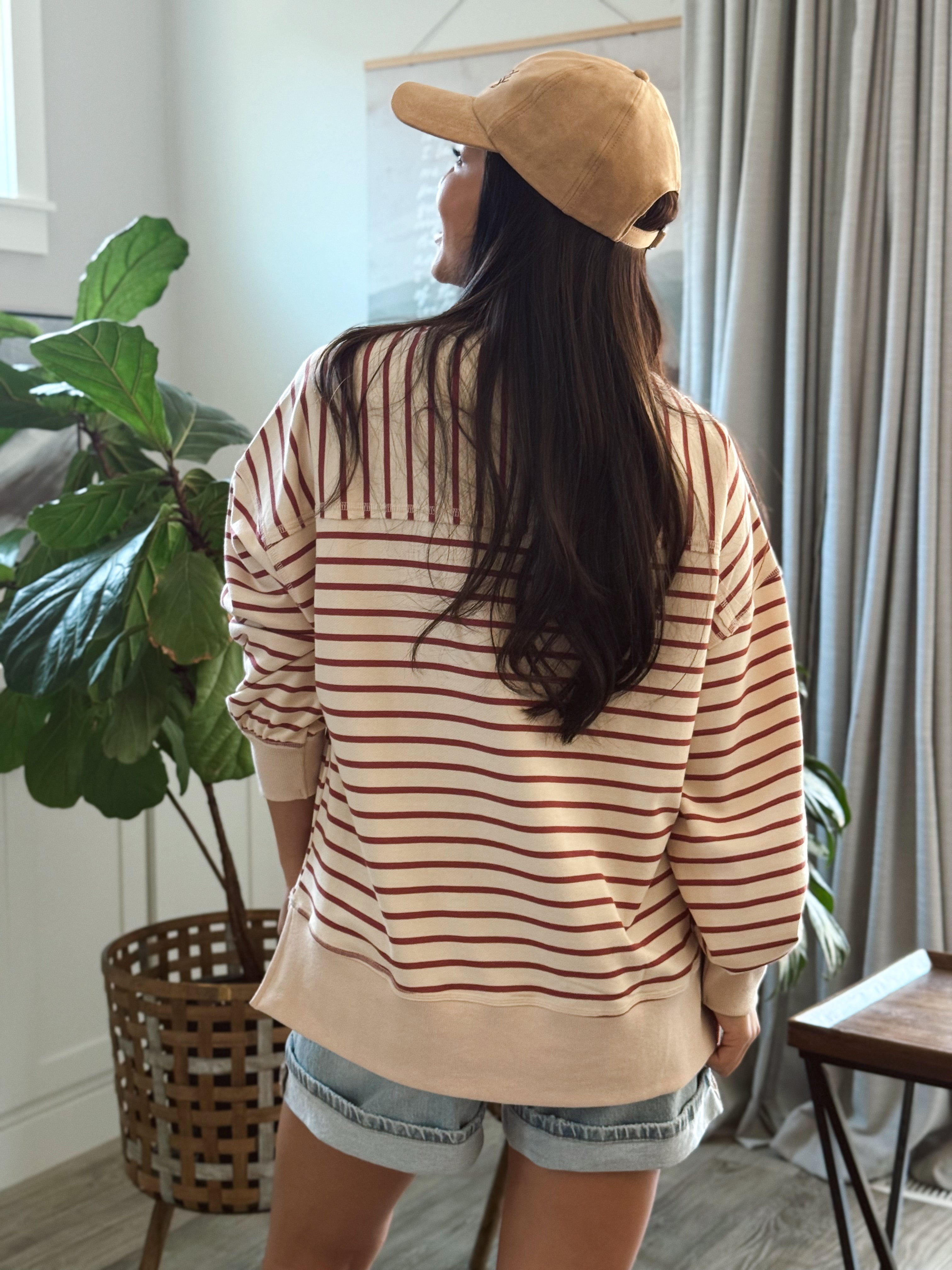 Isabel Sweatshirt - BEIGE/BRICK - willows clothing L/S SHIRT