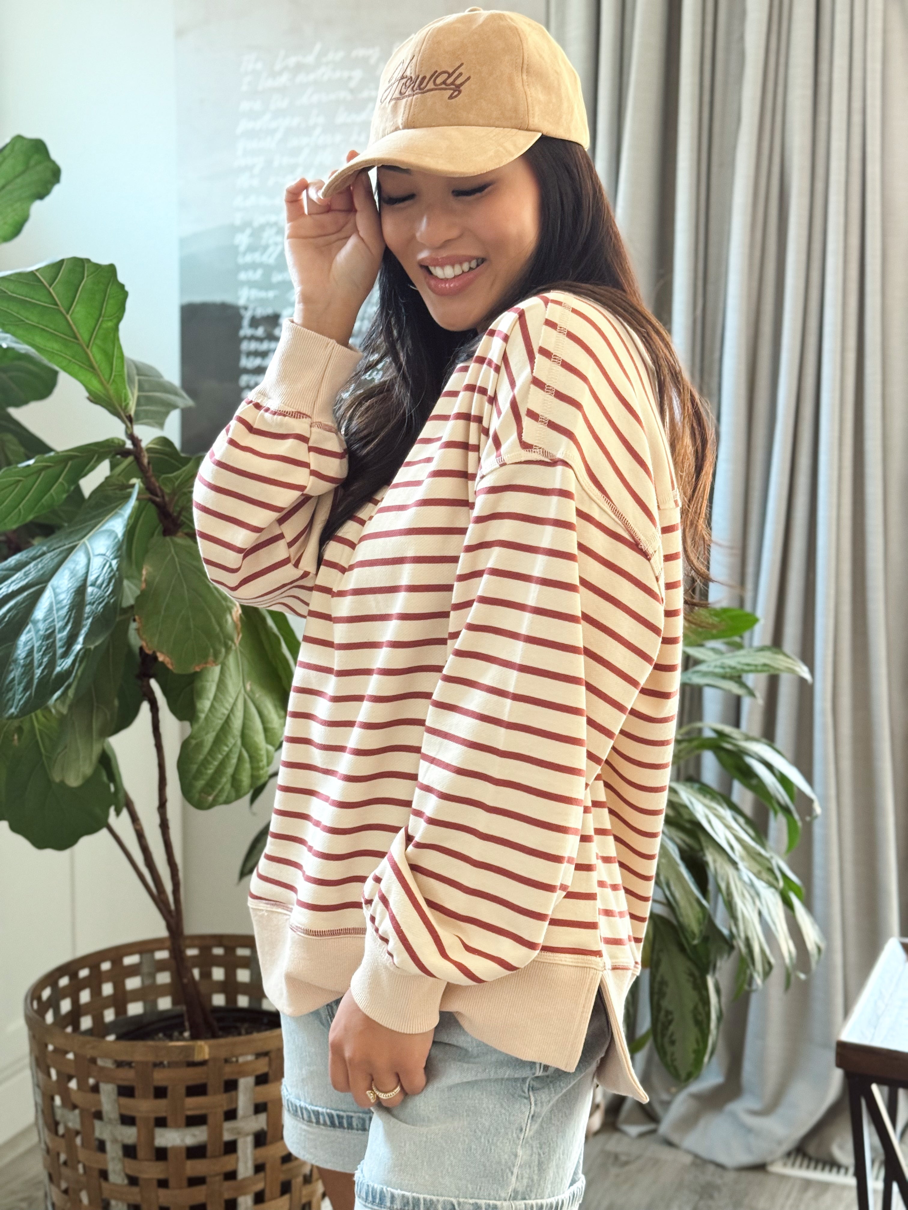 Isabel Sweatshirt - BEIGE/BRICK - willows clothing L/S SHIRT