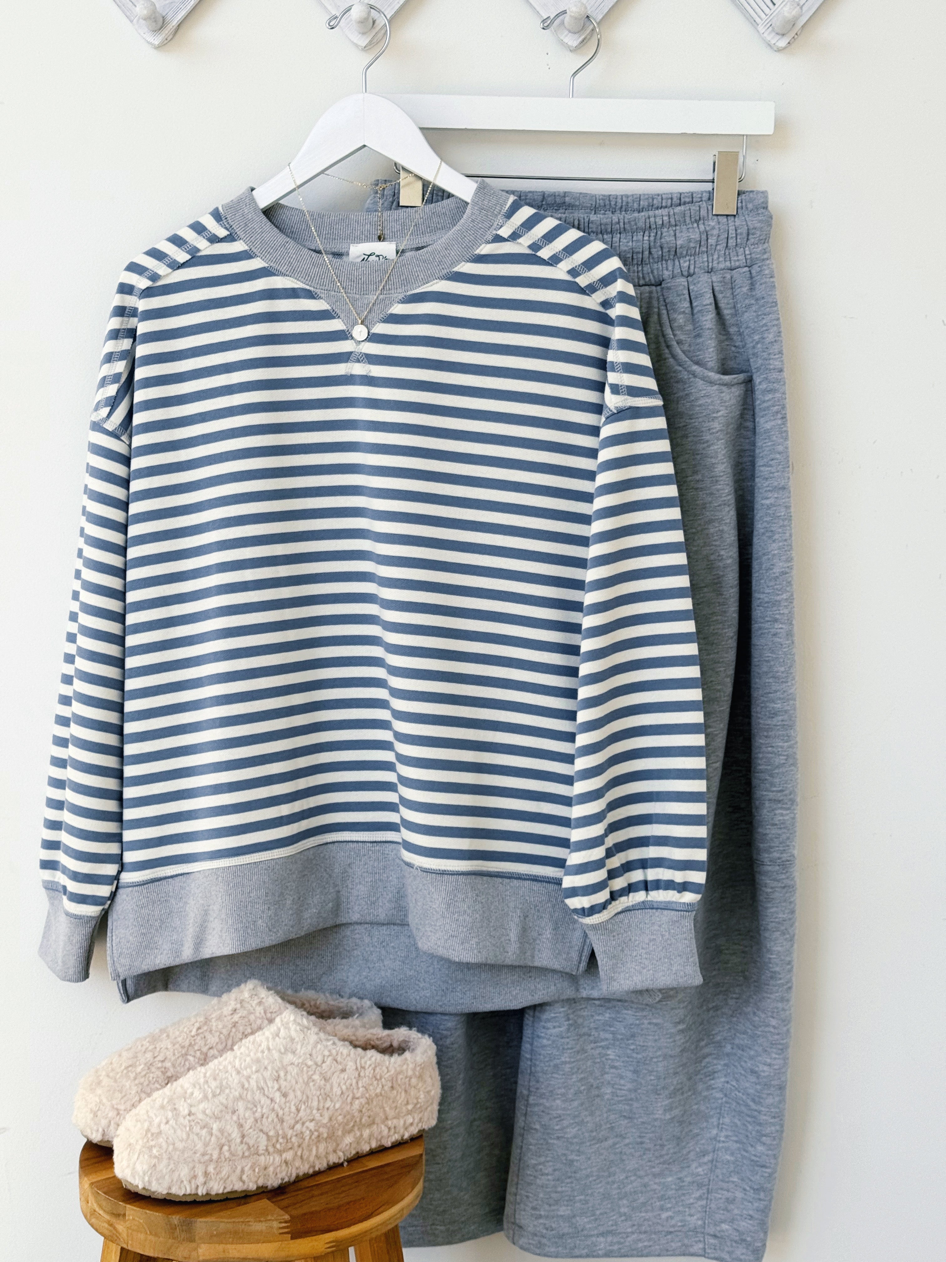Isabel Sweatshirt - DENIM/CREAM - willows clothing L/S SHIRT