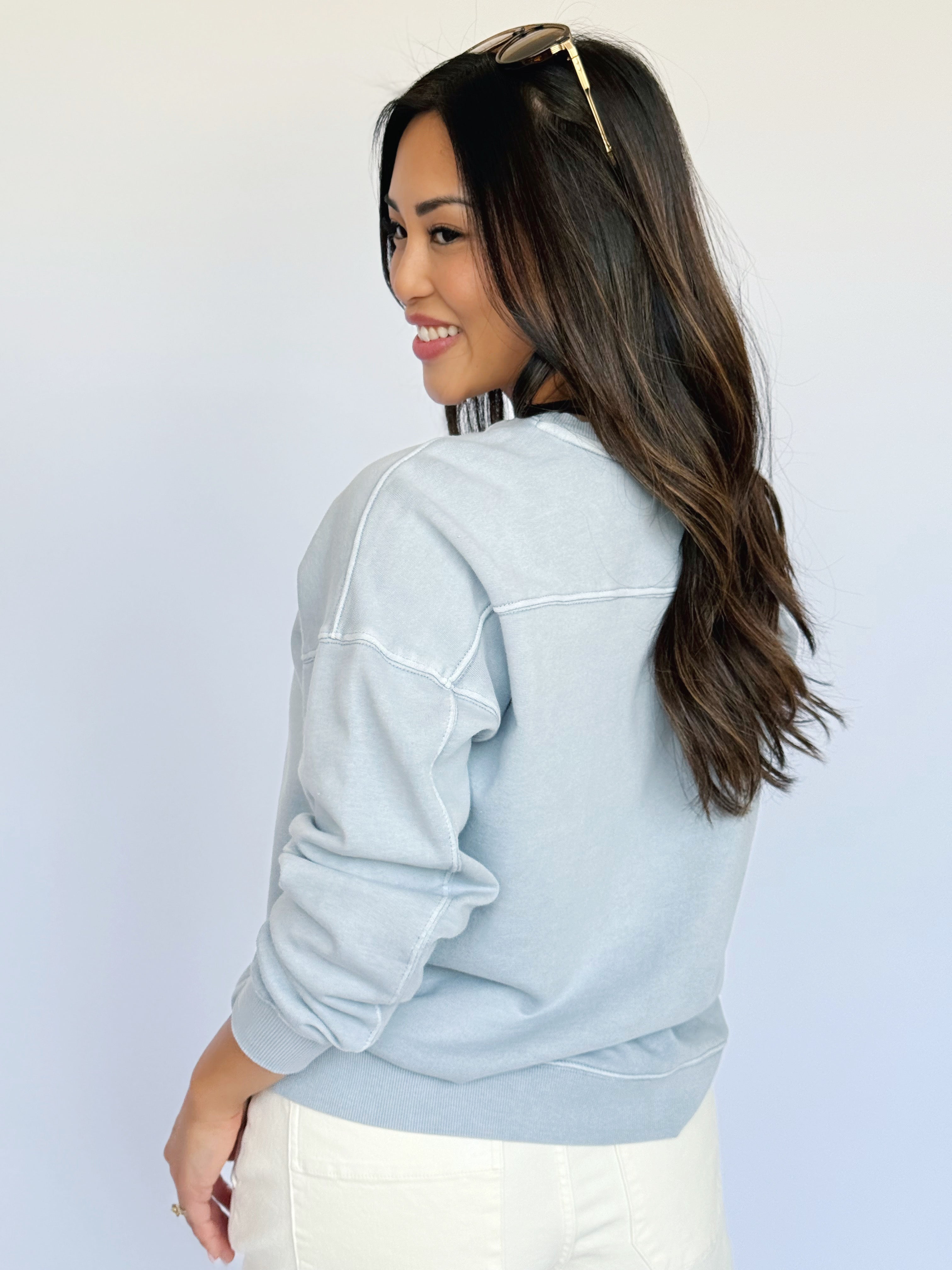 Jacey Sweatshirt - DUSTY BLUE - willows clothing SWEATSHIRT