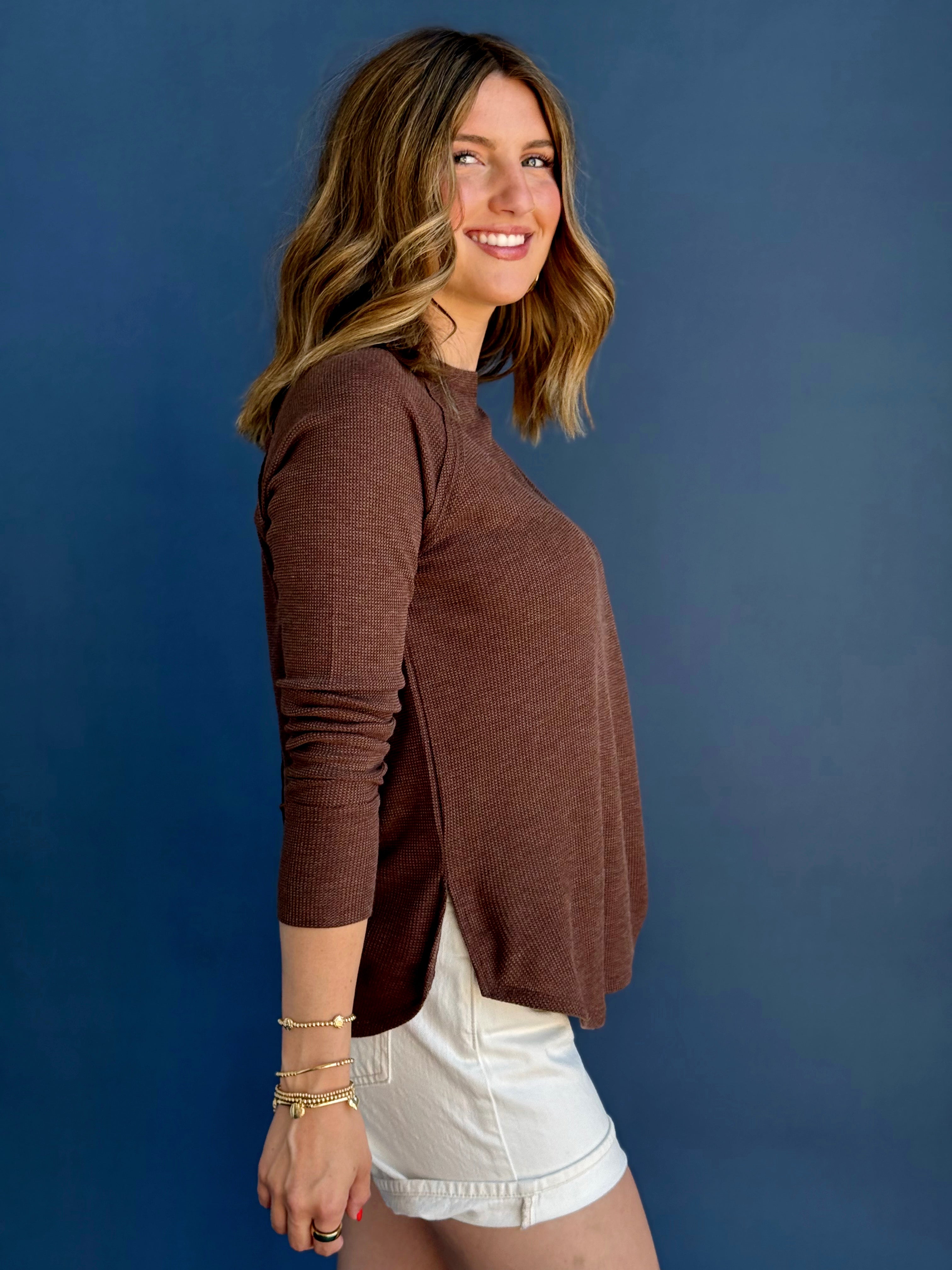 Jamie Top - BROWN - willows clothing L/S SHIRT