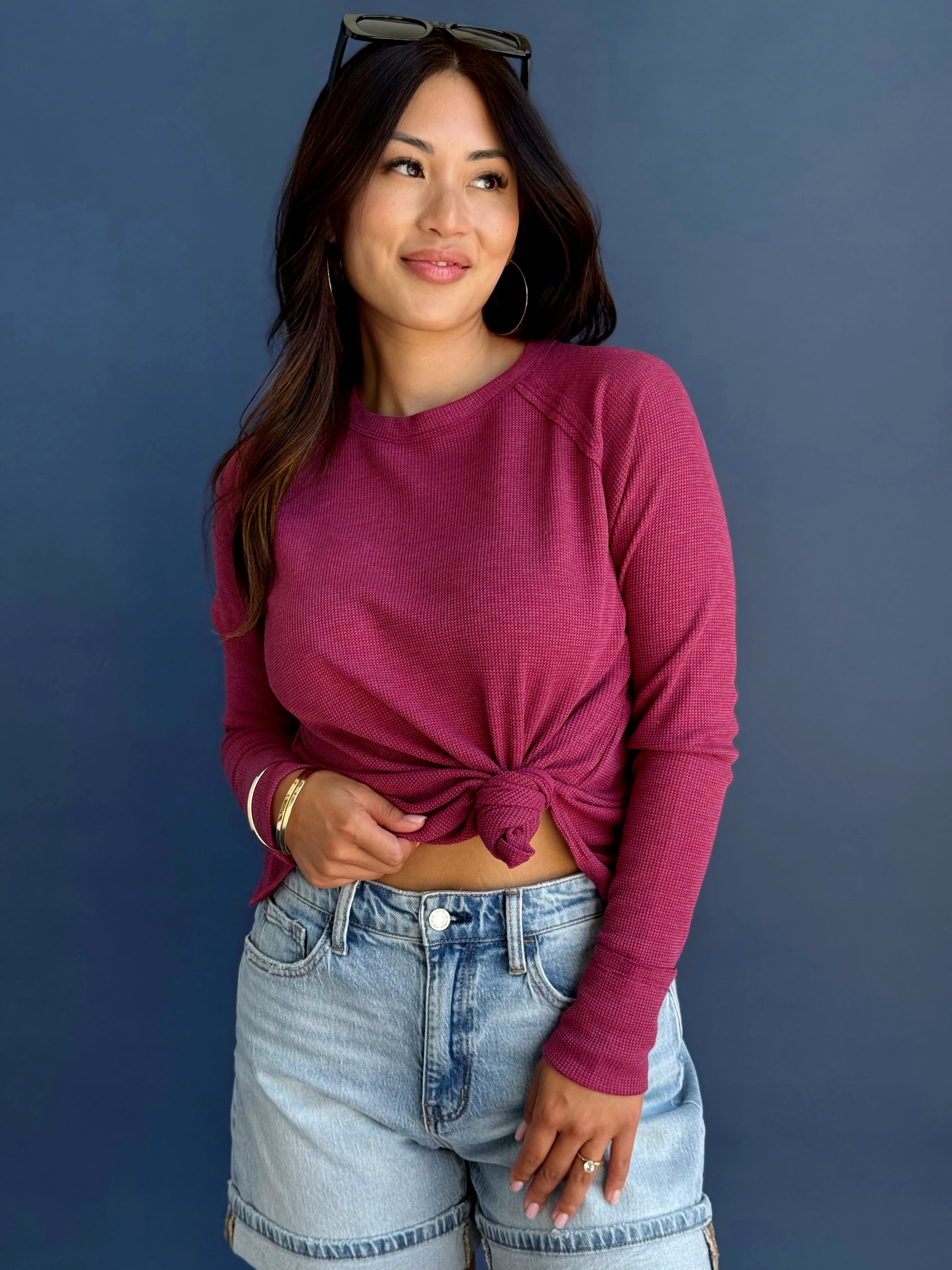 Jamie Top - CABERNET - willows clothing L/S SHIRT