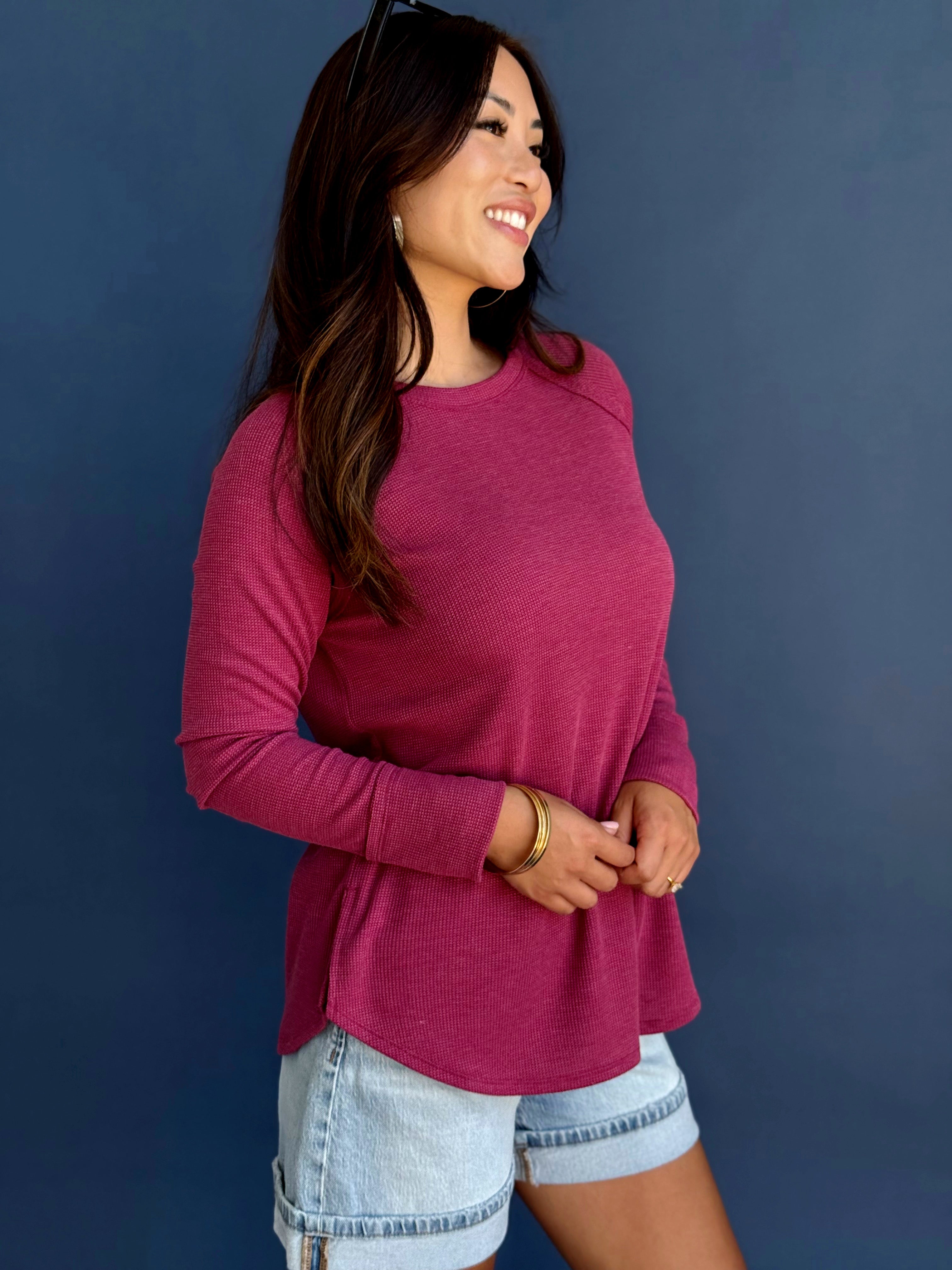 Jamie Top - CABERNET - willows clothing L/S SHIRT