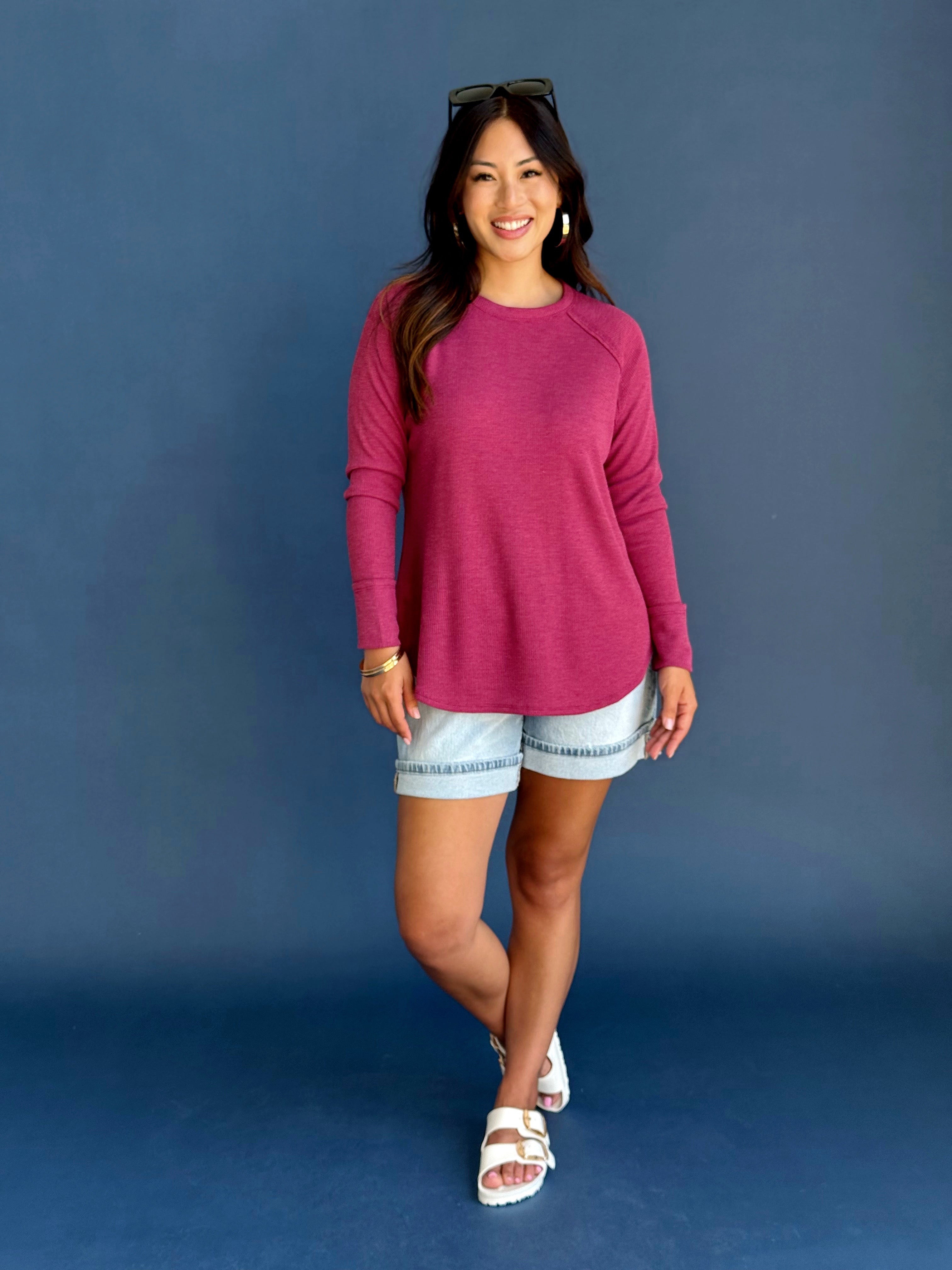 Jamie Top - CABERNET - willows clothing L/S SHIRT