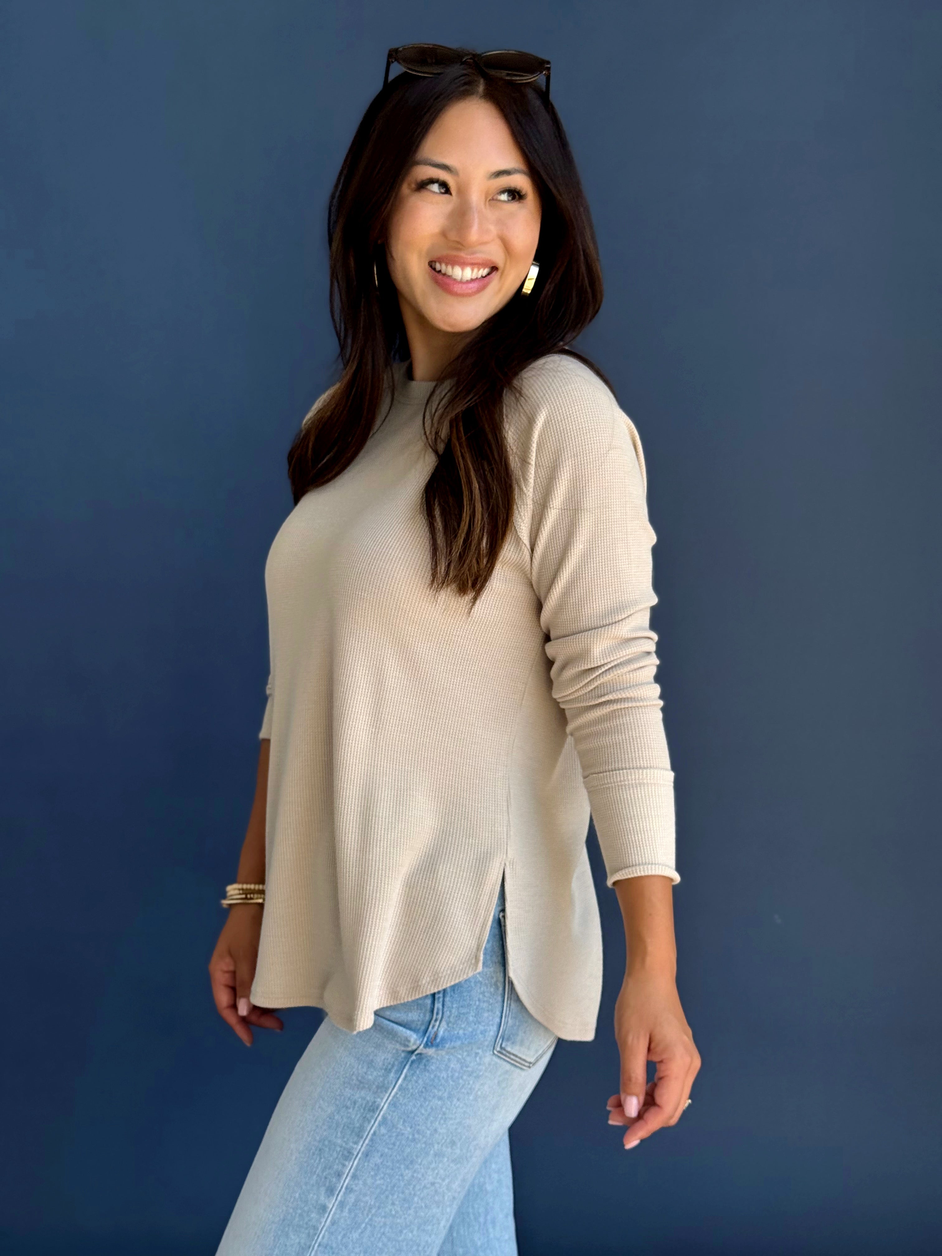 Jamie Top - LIGHT MOCHA - willows clothing L/S SHIRT