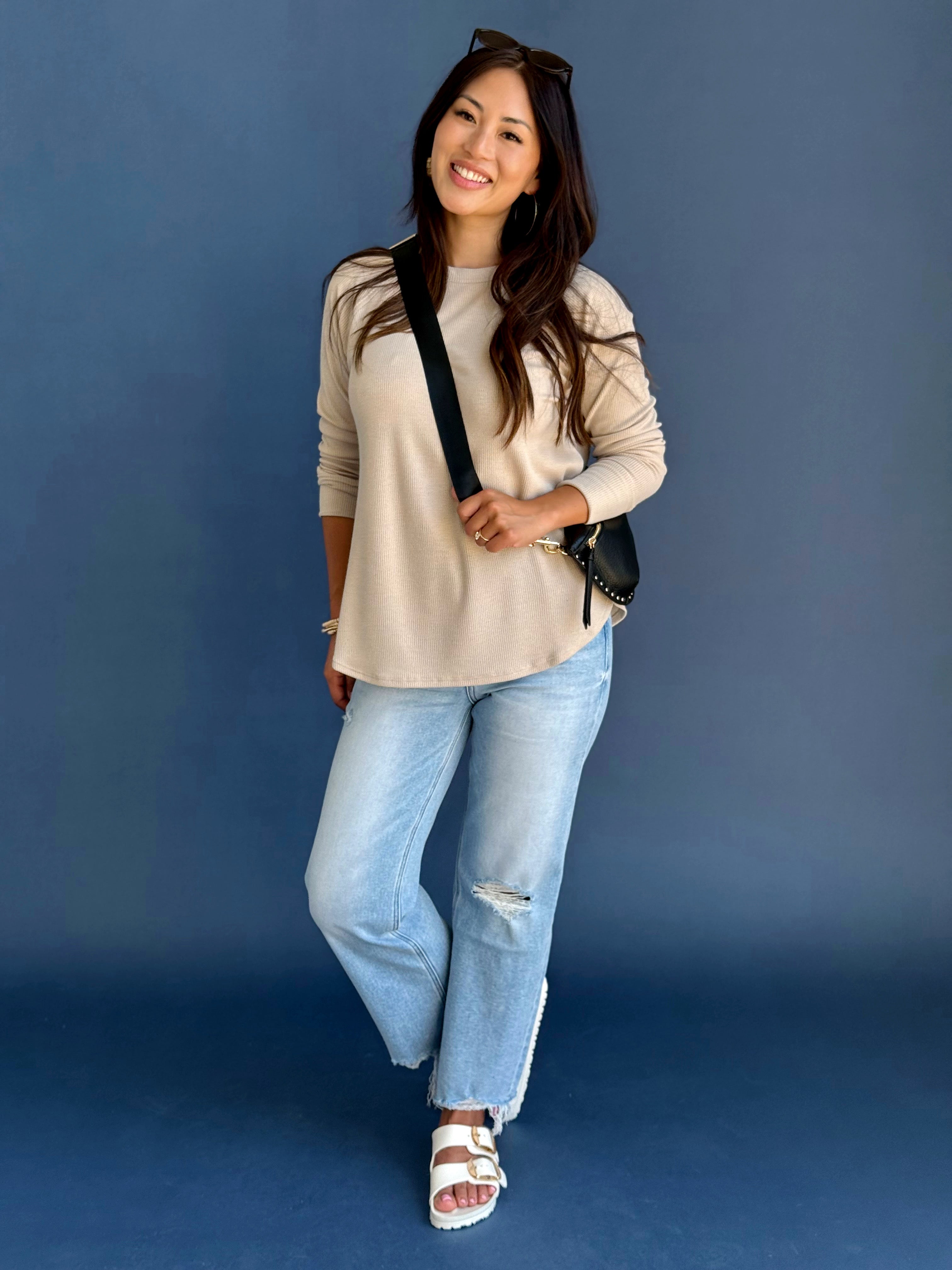 Jamie Top - LIGHT MOCHA - willows clothing L/S SHIRT