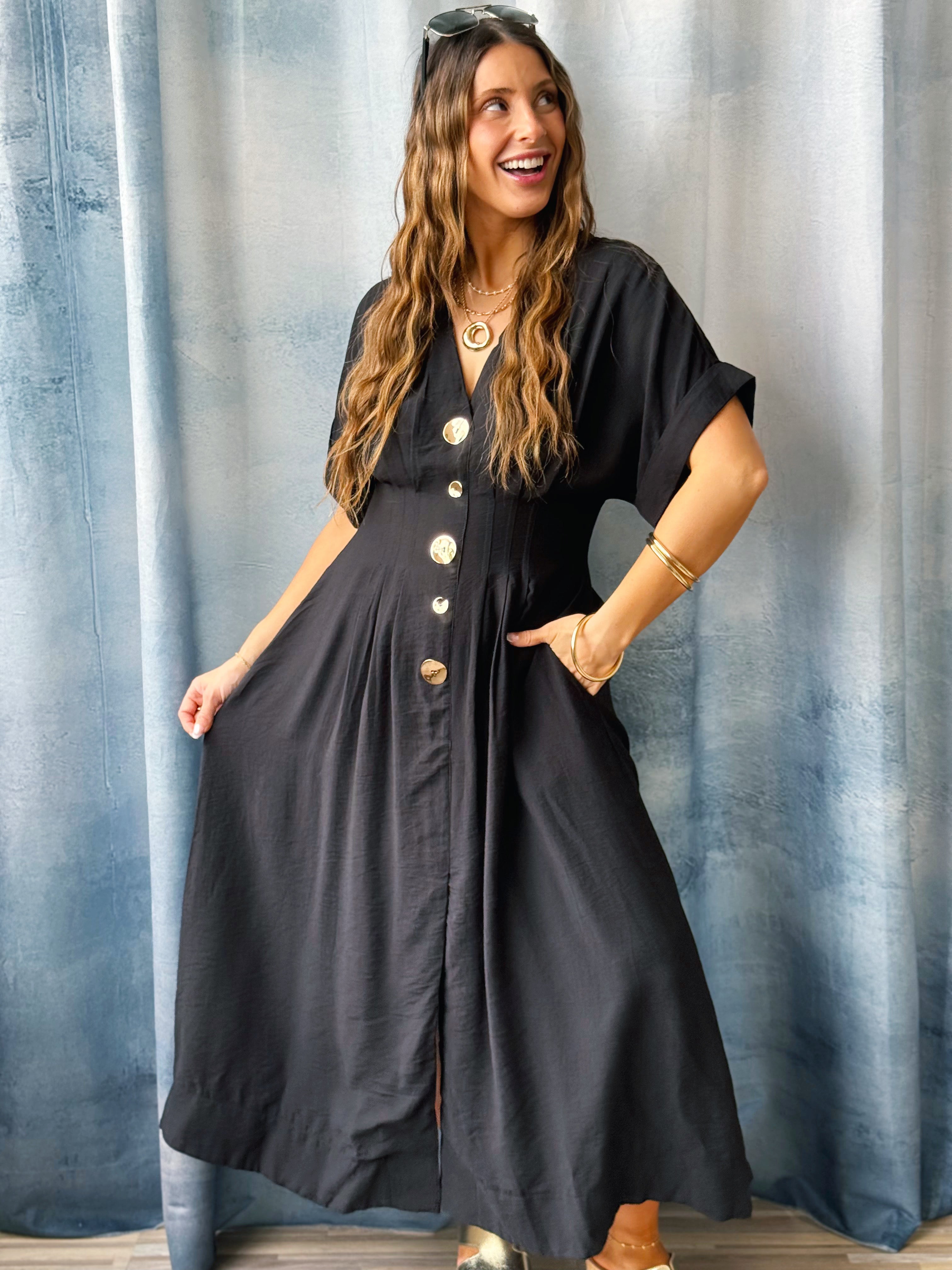 Janae Dress - BLACK - willows clothing MIDI DRESS