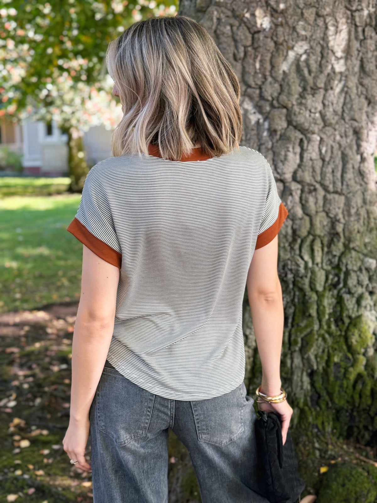 Janette Tee - OLIVE IVORY MOCHA BROWN - willows clothing S/S SHIRT