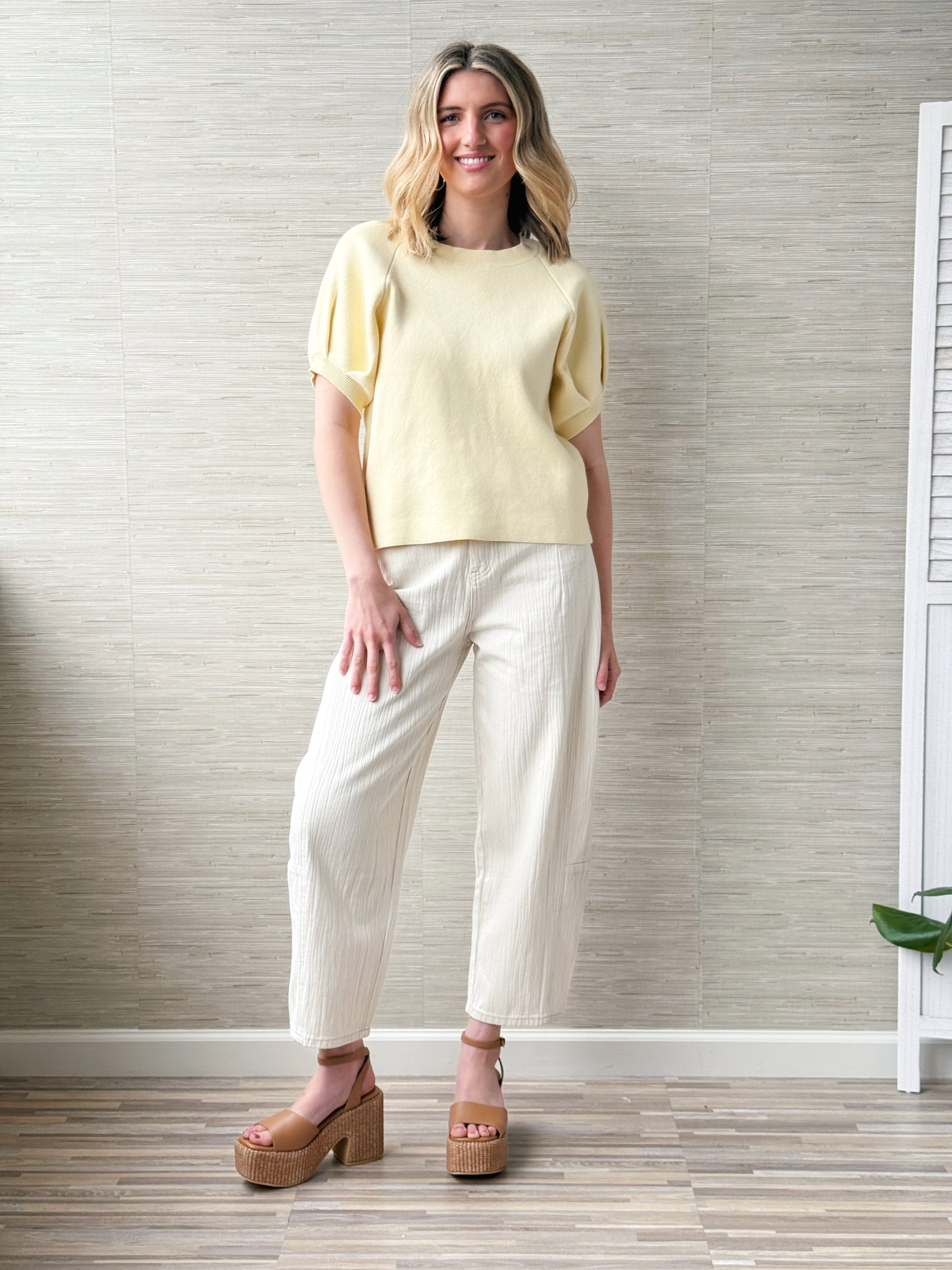 Janis Sweater - LEMON CREAM - willows clothing SWEATER