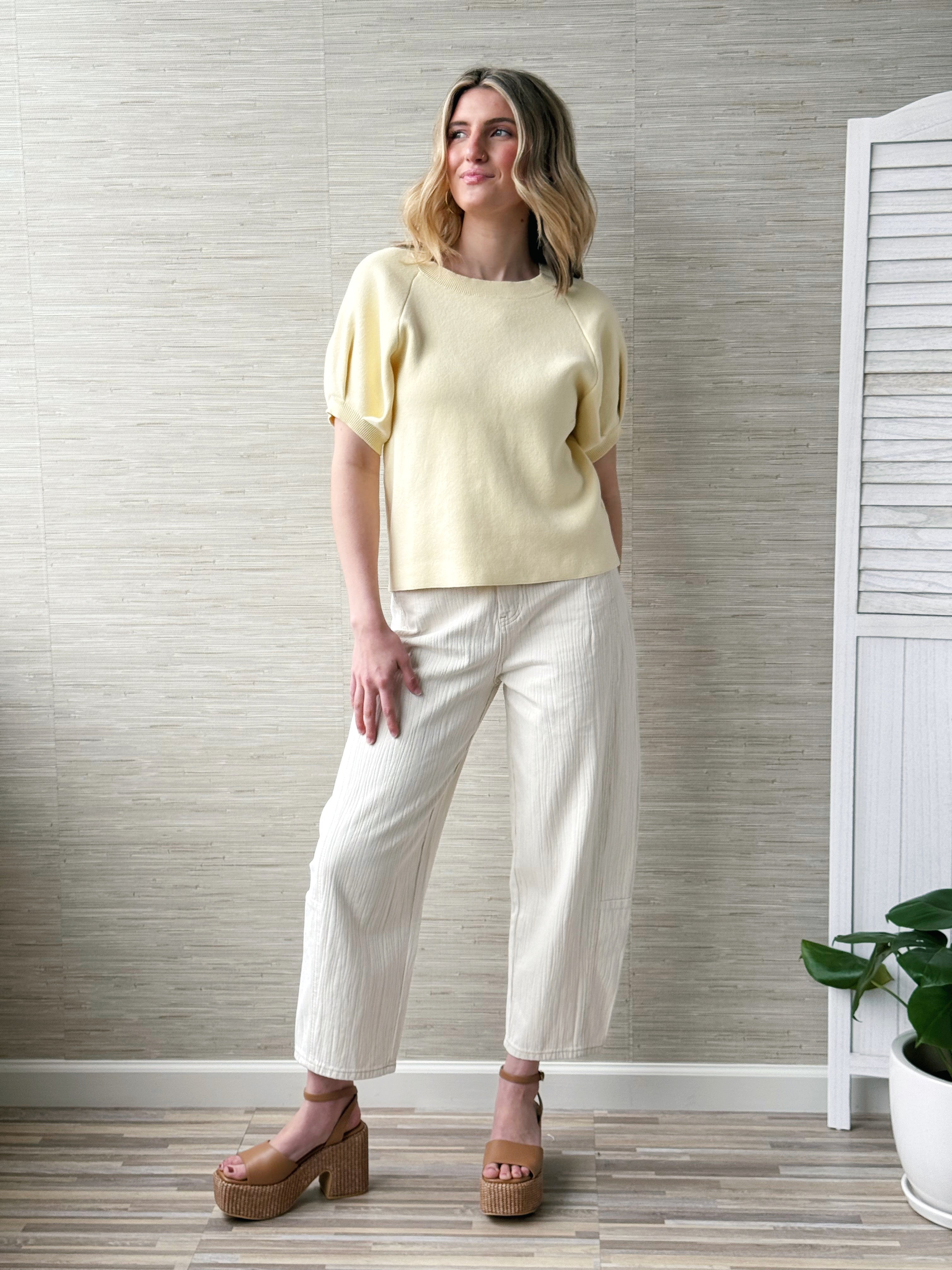 Janis Sweater - LEMON CREAM - willows clothing SWEATER