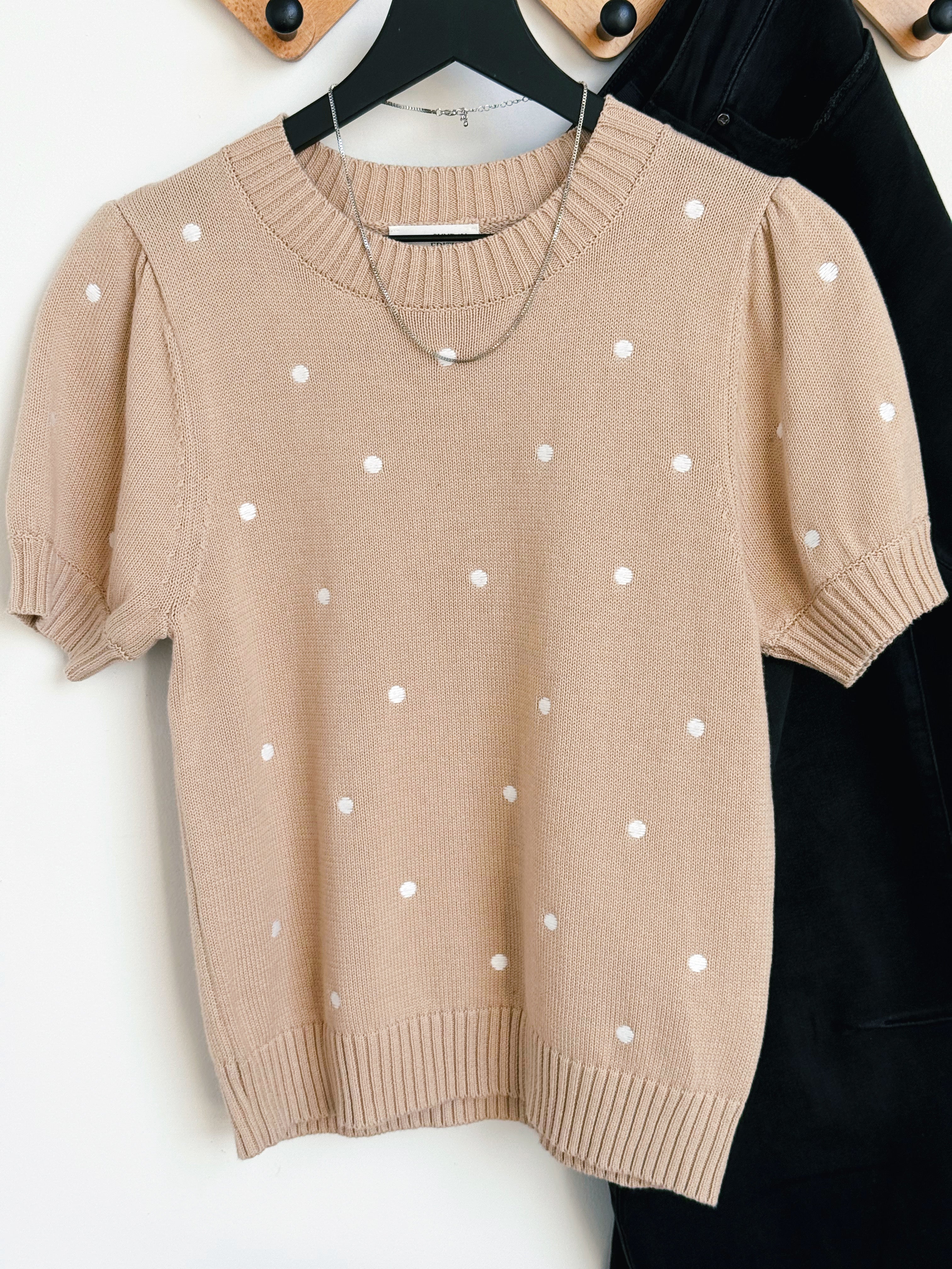 January Sweater - TAUPE/IVORY - willows clothing SWEATER