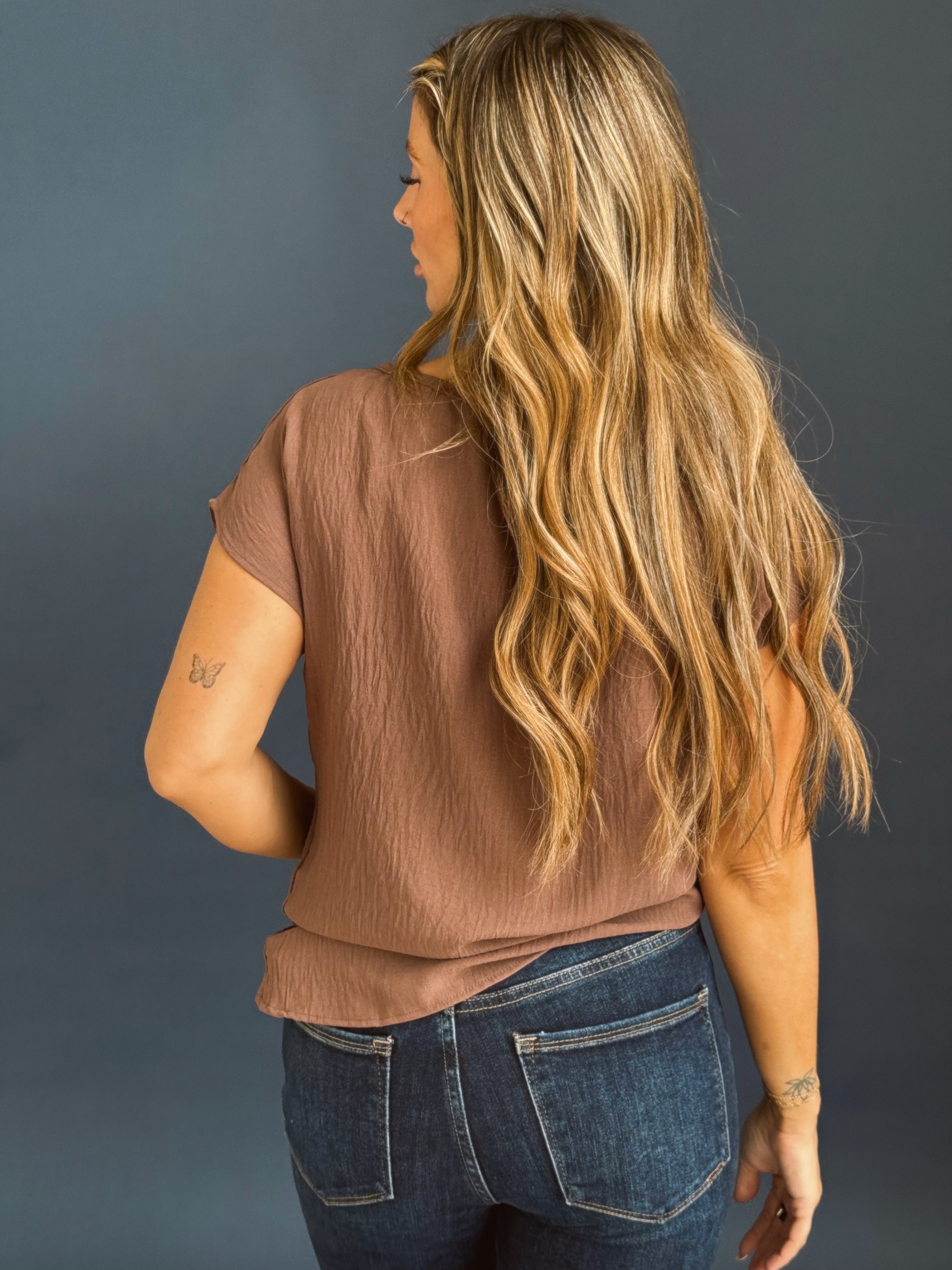Jazlyn Top - BROWN - willows clothing S/S Shirt