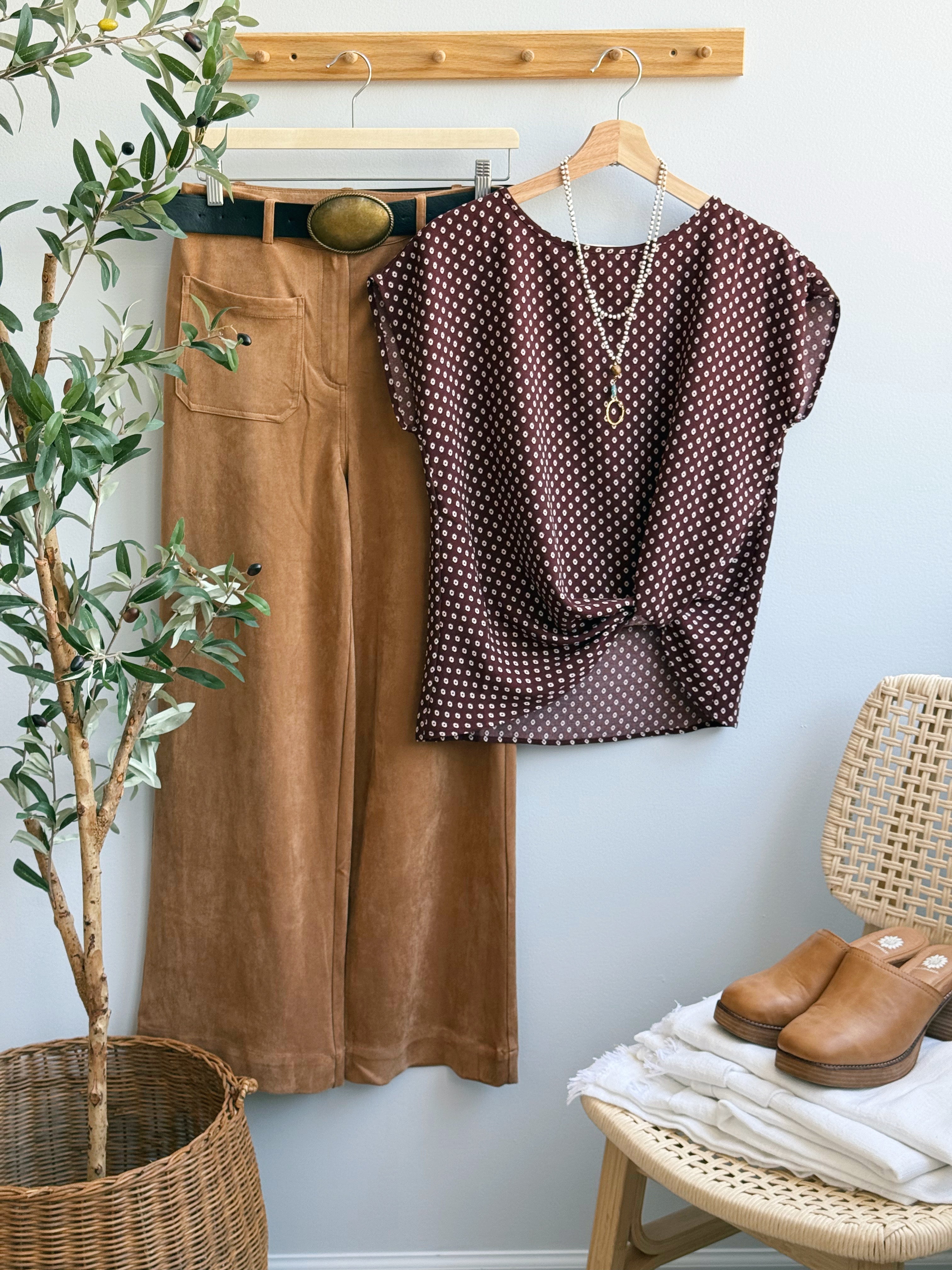 Jazlyn Top - BROWN/WHITE - willows clothing BLOUSE