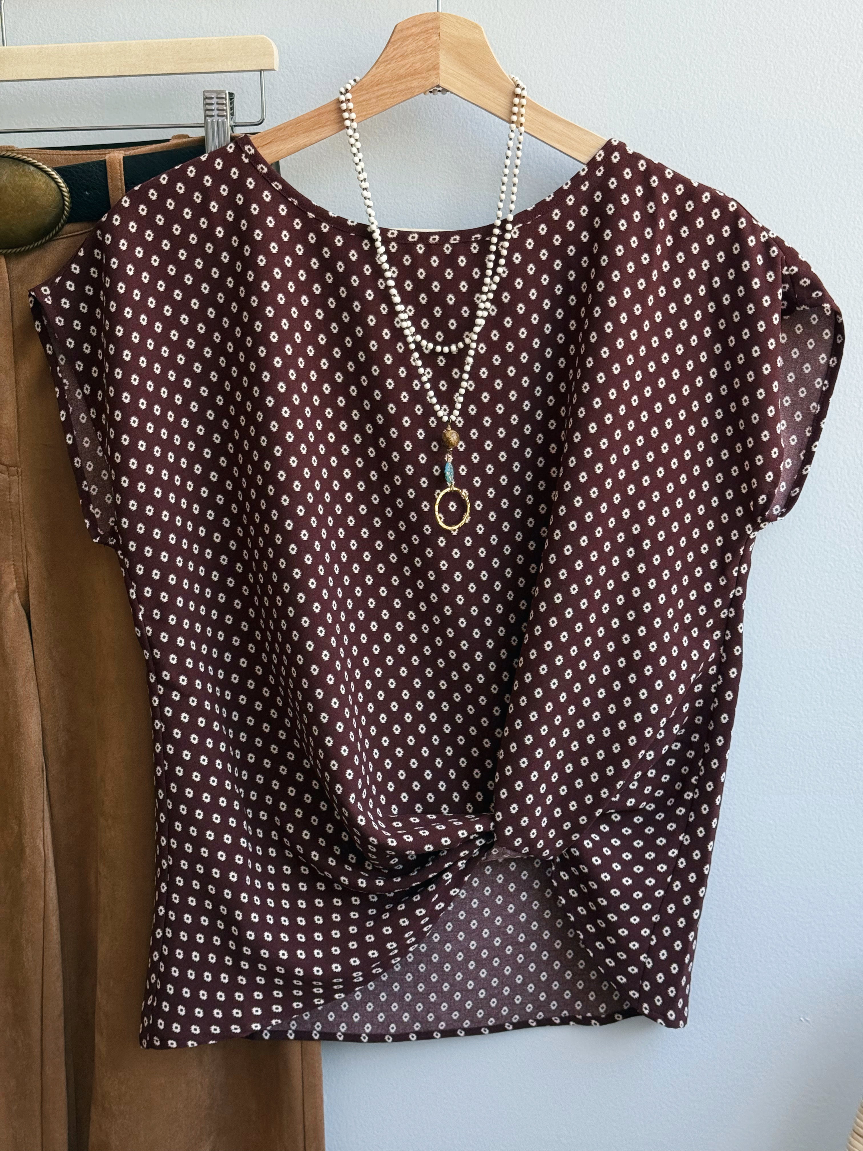 Jazlyn Top - BROWN/WHITE - willows clothing BLOUSE