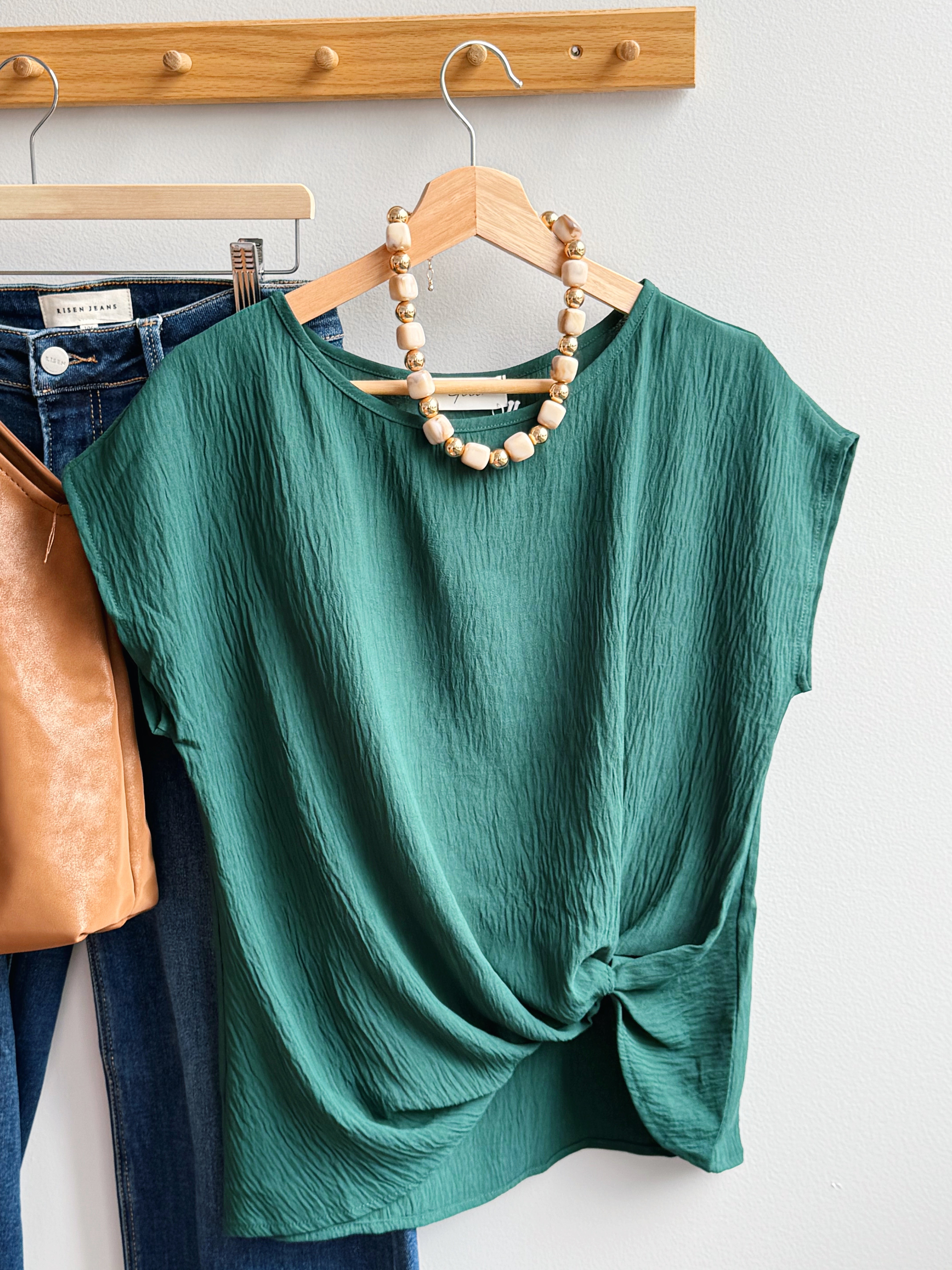 Jazlyn Top - HUNTER GREEN - willows clothing S/S Shirt