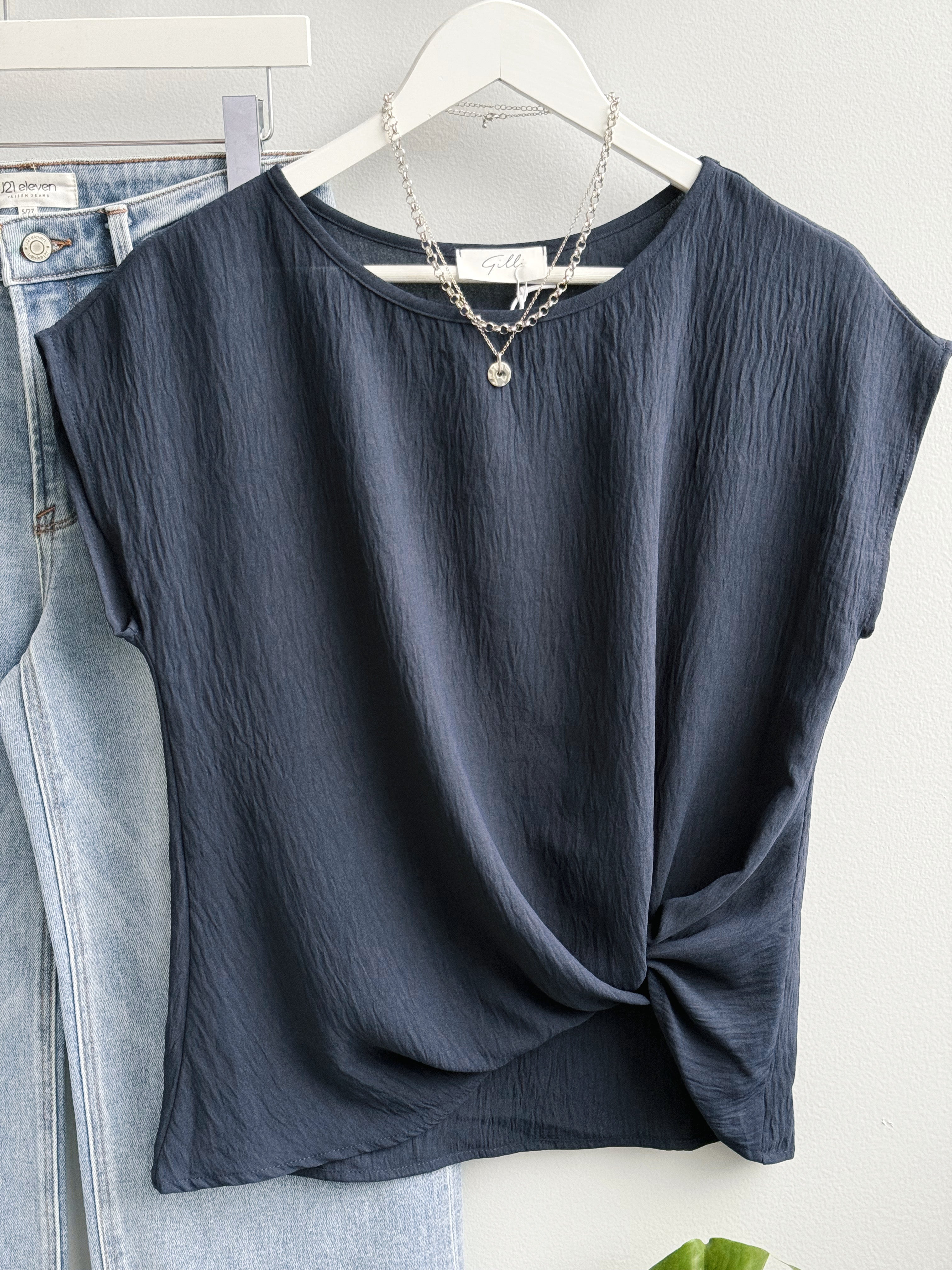 Jazlyn Top - NAVY - willows clothing S/S Shirt