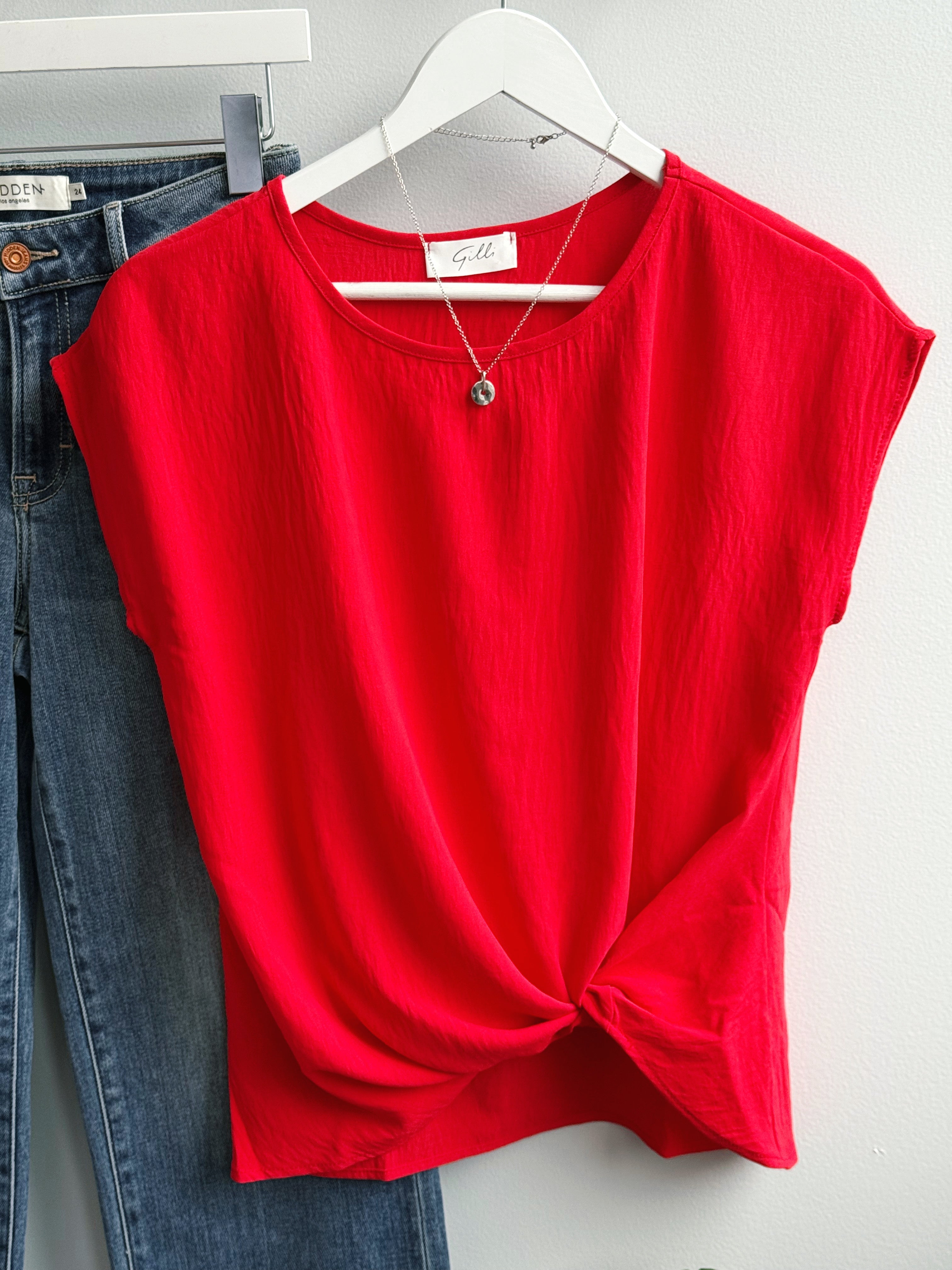 Jazlyn Top - RED - willows clothing S/S SHIRT