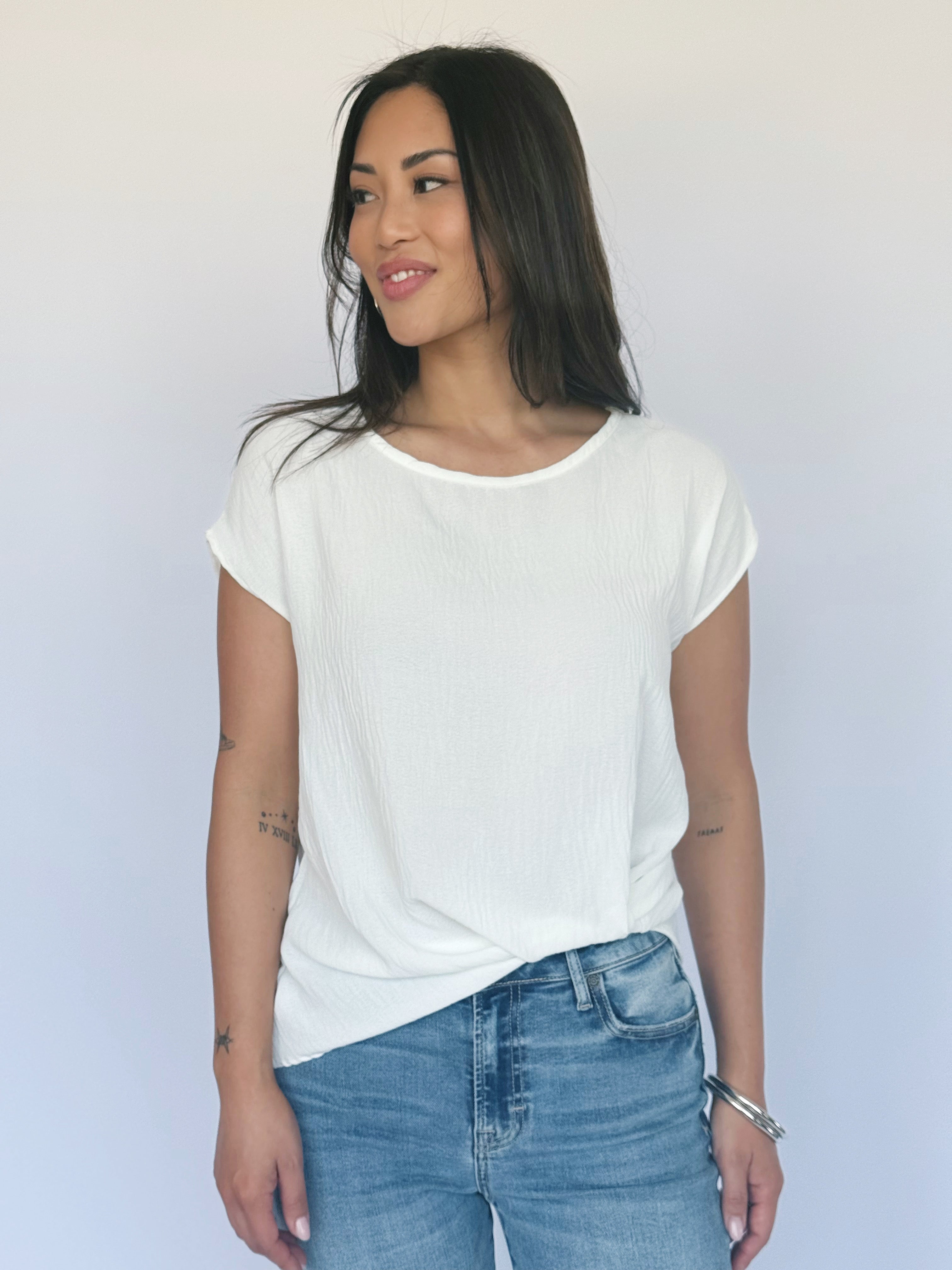 Jazlyn Top - WHITE - willows clothing S/S Shirt