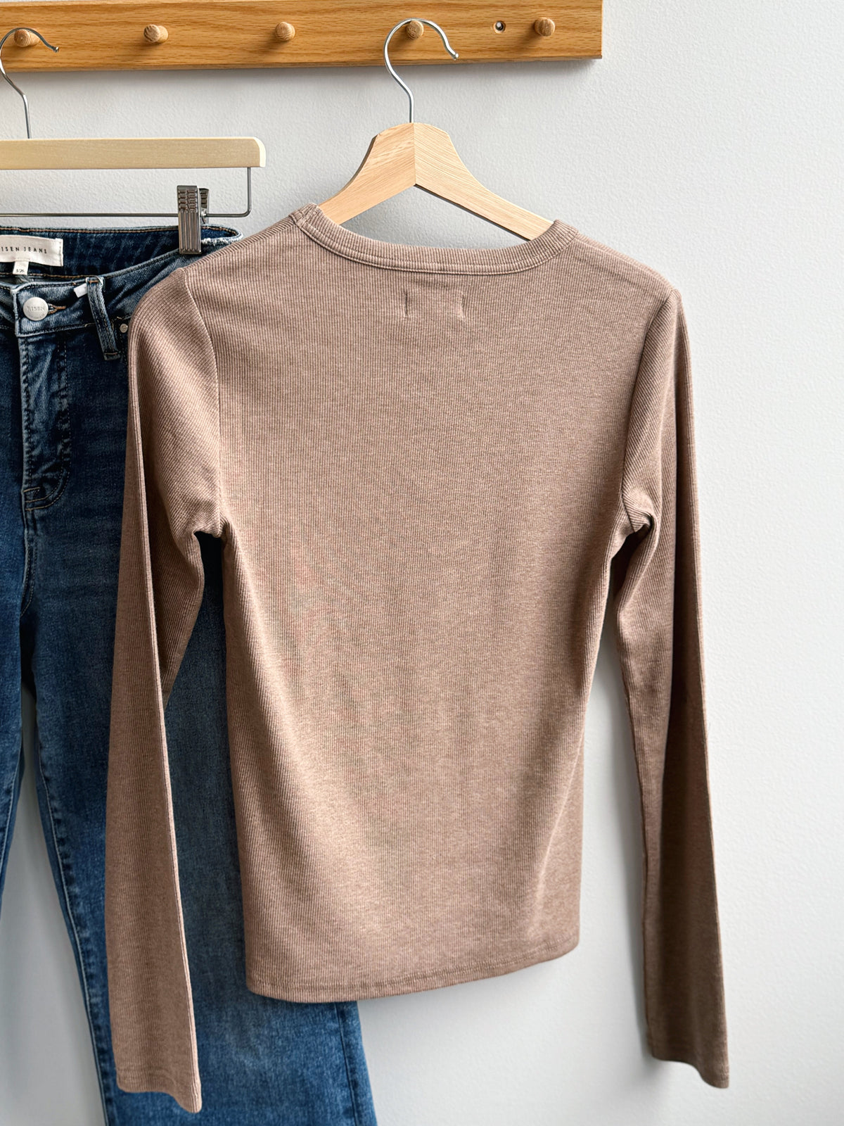 Jess Long Sleeve Top - HEATHER ASH BROWN - willows clothing S/S SHIRT