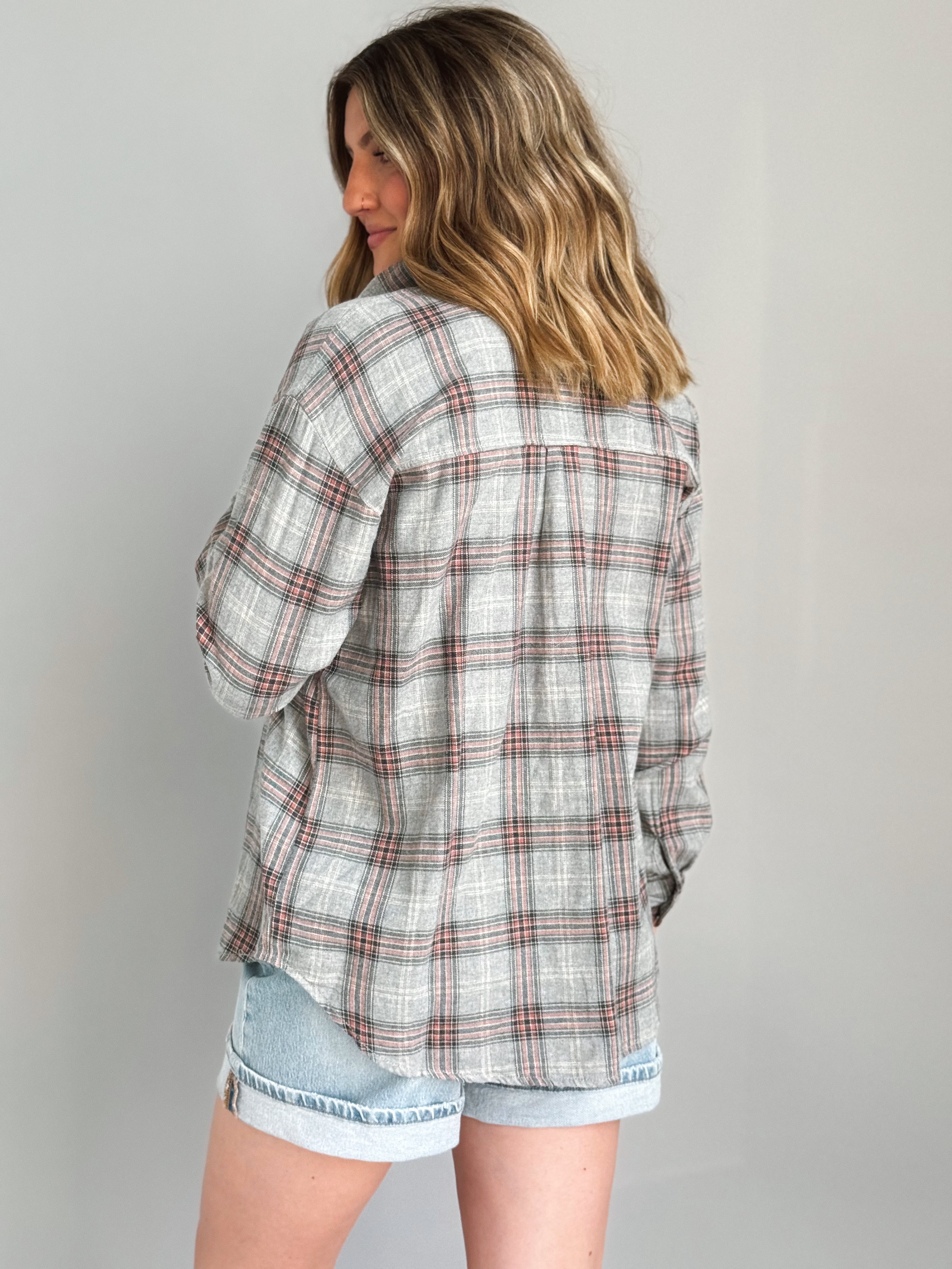 Jesse Flannel - HEATHER GREY - willows clothing L/S SHIRT