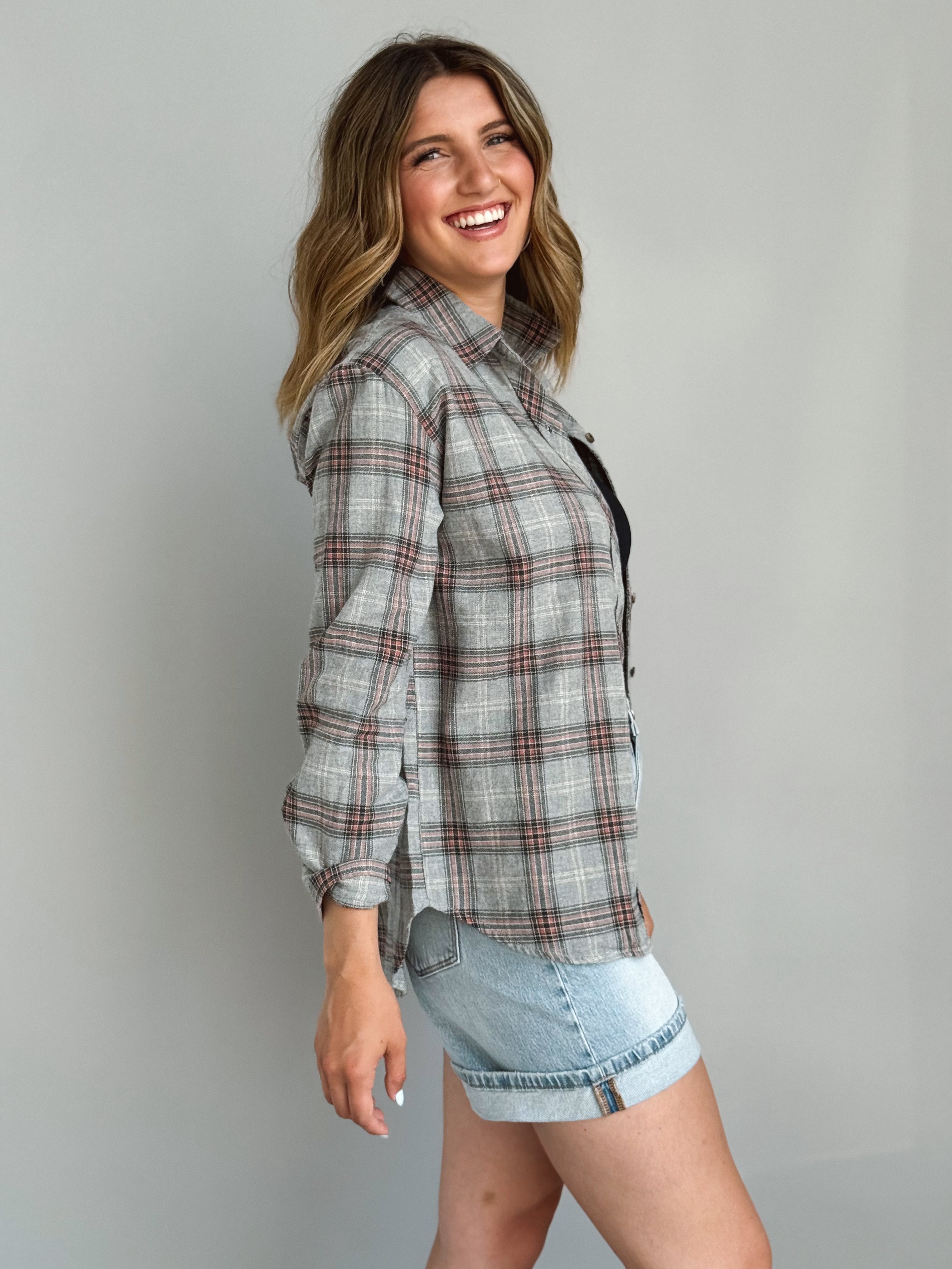 Jesse Flannel - HEATHER GREY - willows clothing L/S SHIRT