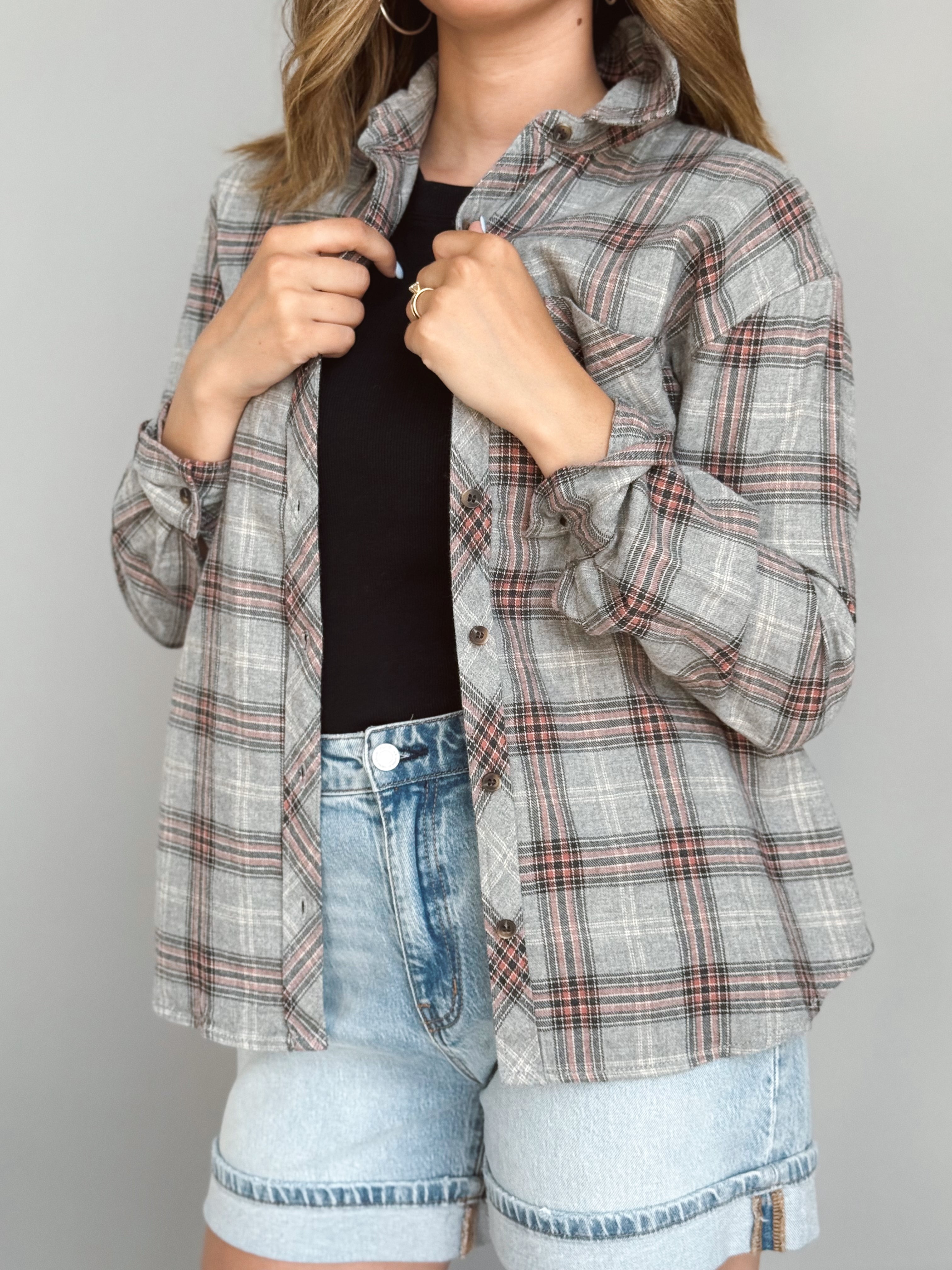 Jesse Flannel - HEATHER GREY - willows clothing L/S SHIRT