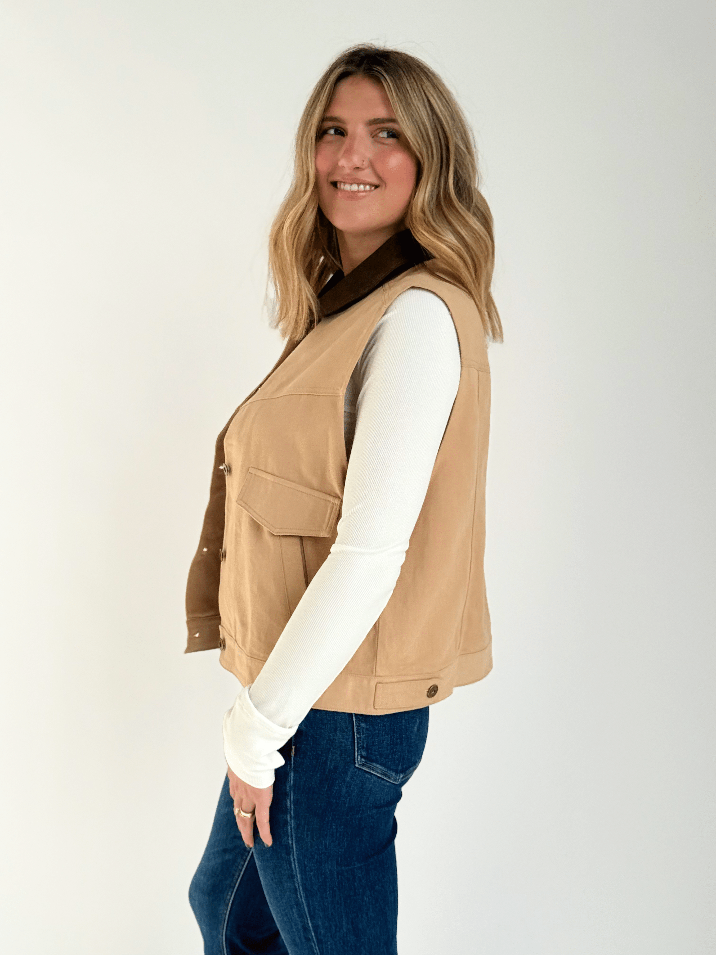 Joyce Vest - TAUPE - willows clothing VEST