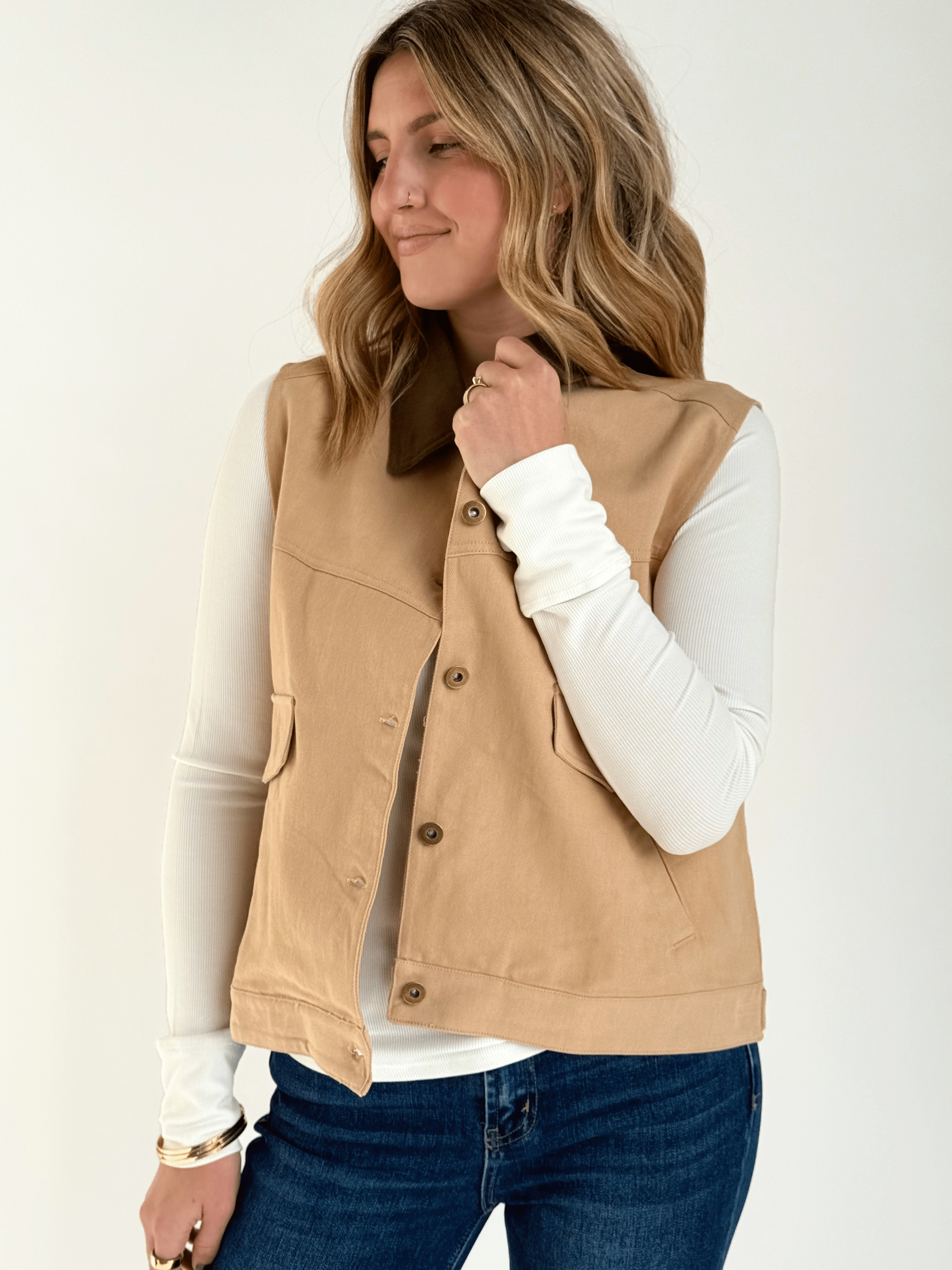Joyce Vest - TAUPE - willows clothing VEST