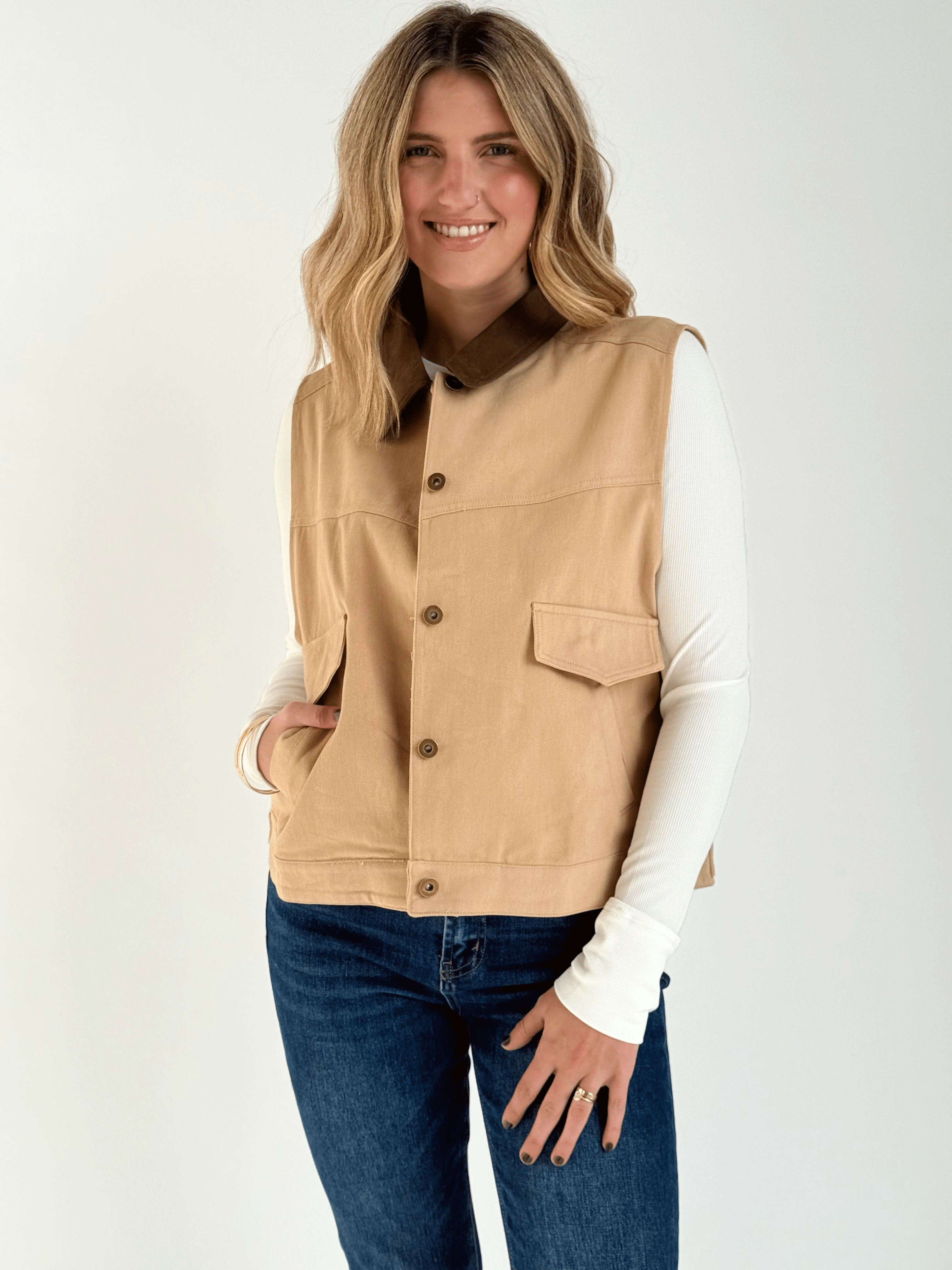 Joyce Vest - TAUPE - willows clothing VEST