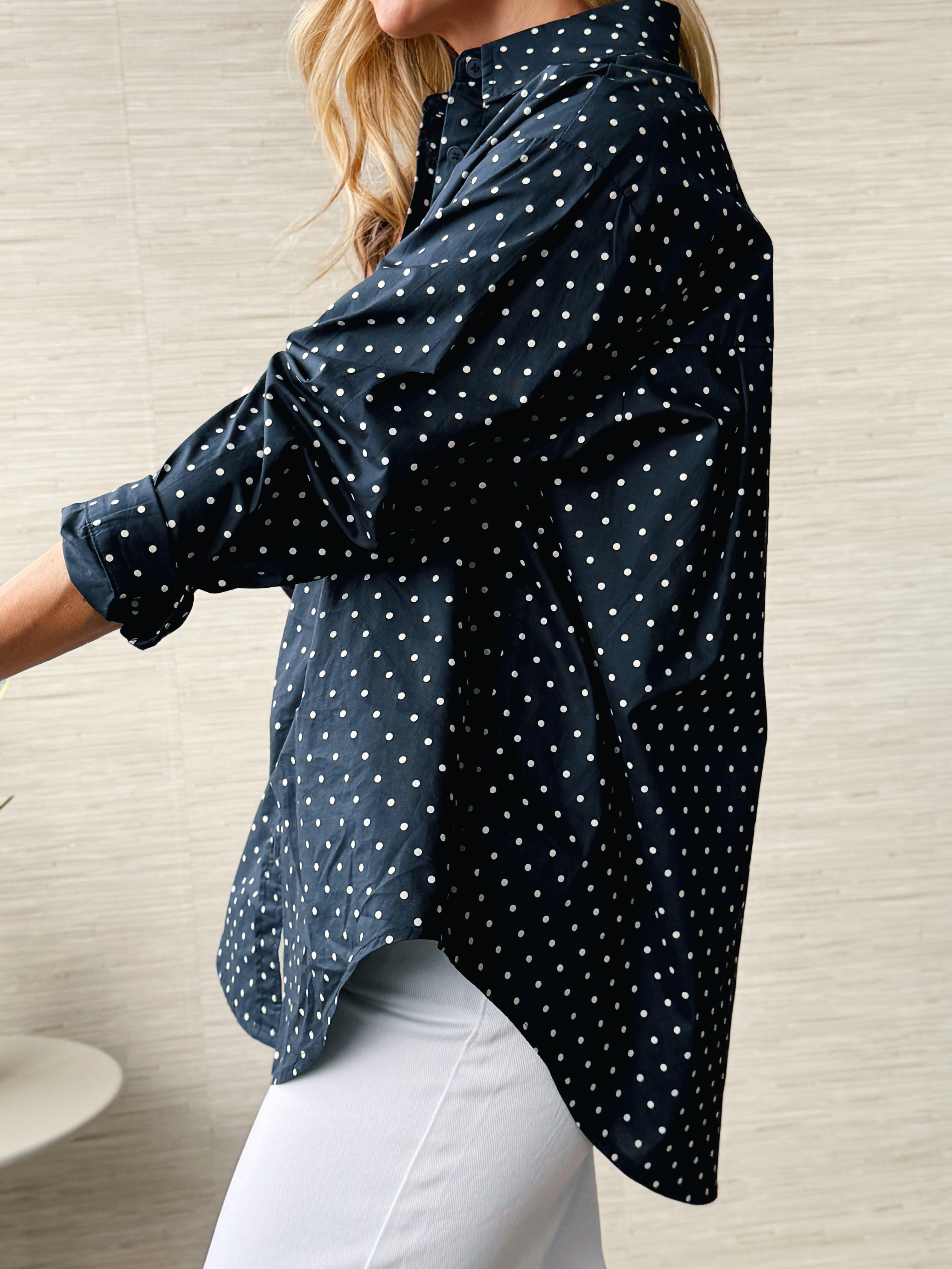 Karyn Blouse - NAVY - willows clothing L/S SHIRT